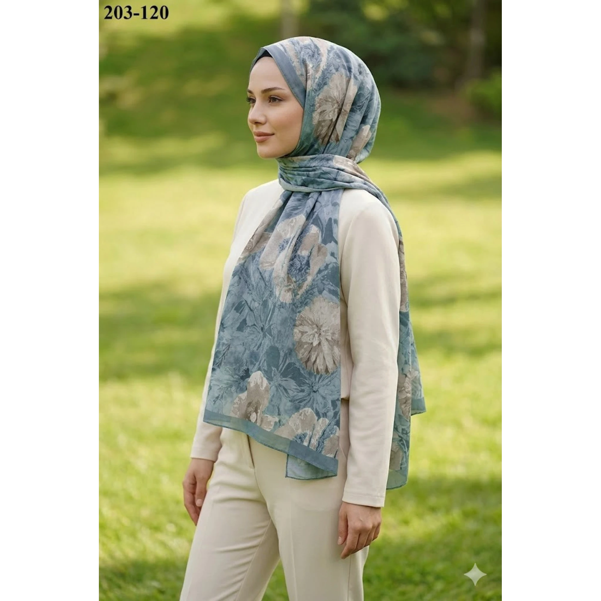 Moon Scarf Bambu Kraş Pamuk Şal (Cam Göbeği) 203-120