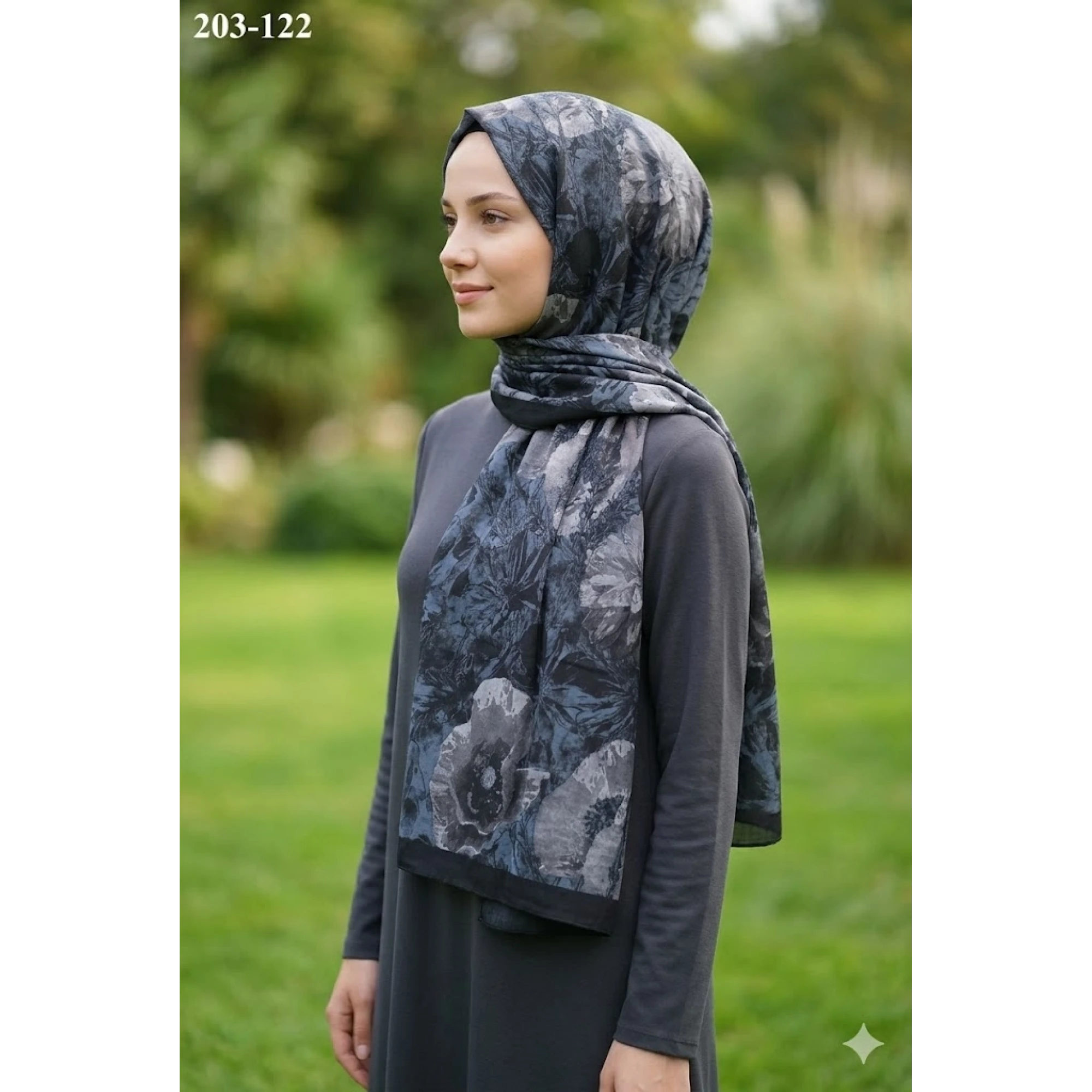 Moon Scarf Bambu Kraş Pamuk Şal (Siyah) 203-122