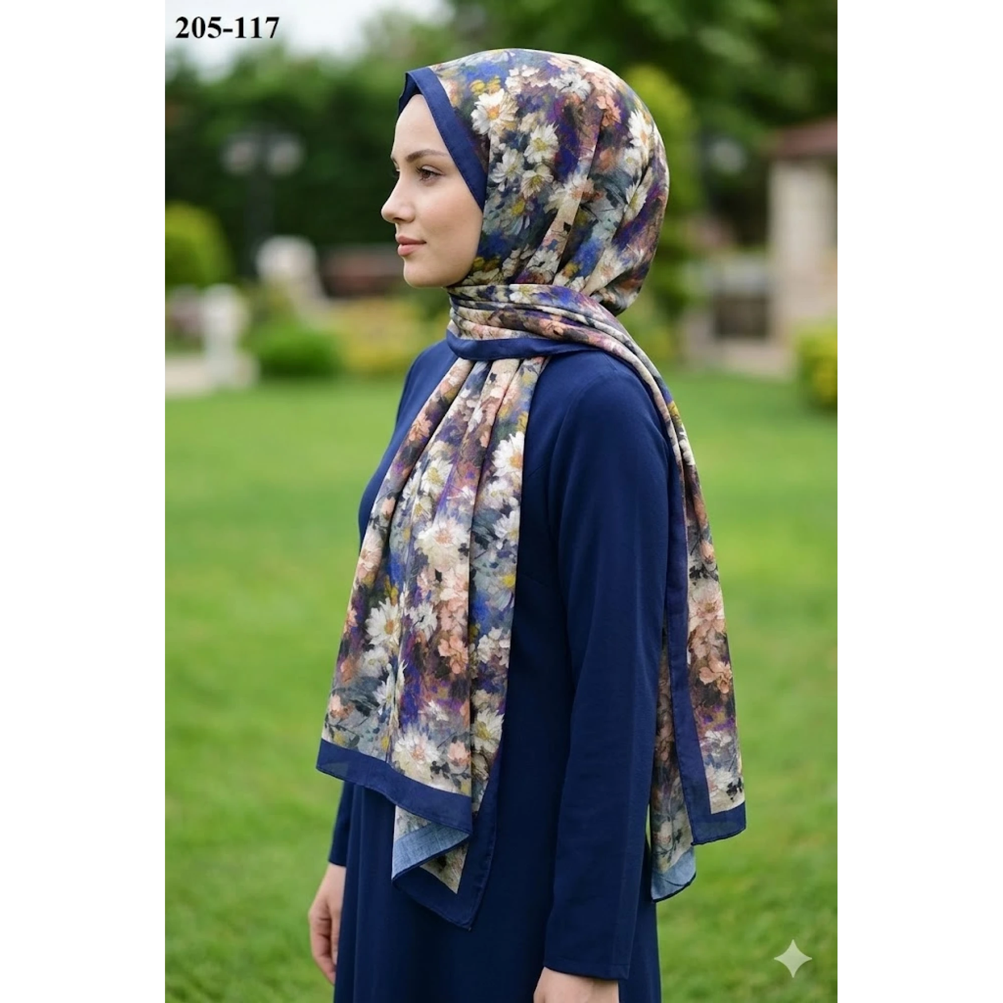 Belinda Scarf Bambu Kraş Pamuk Şal (Lacivert) 205-117