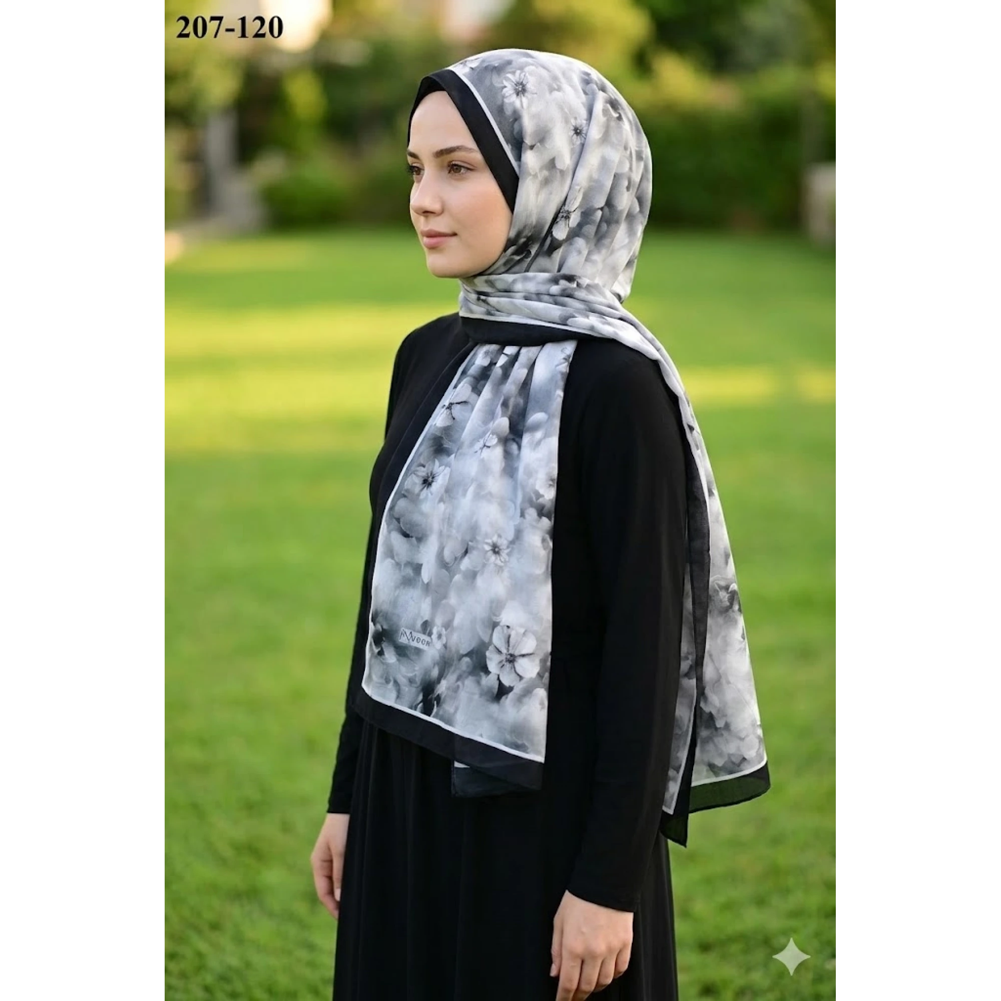 Moon Scarf Bambu Kraş Pamuk Şal (Siyah) 207-120
