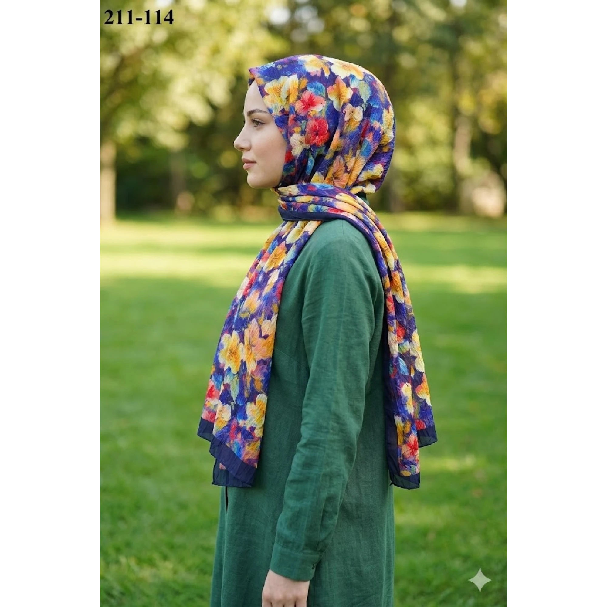 Sharell Bambu Kraş Pamuk Şal (Lacivert) 211-114
