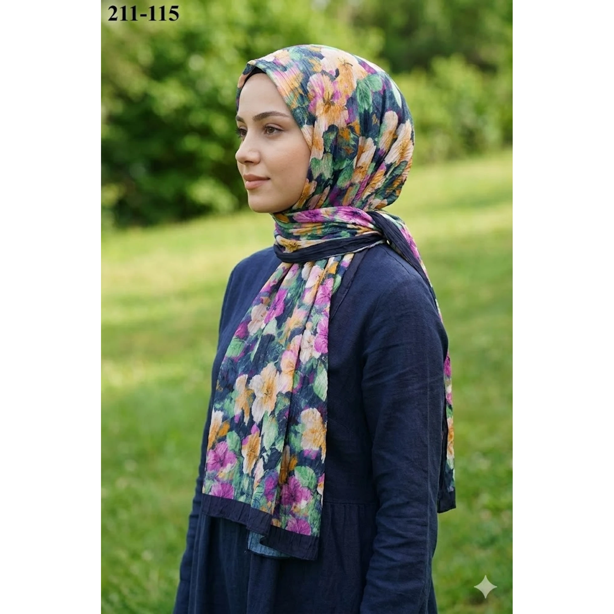 Sharell Bambu Kraş Pamuk Şal (Lacivert) 211-115