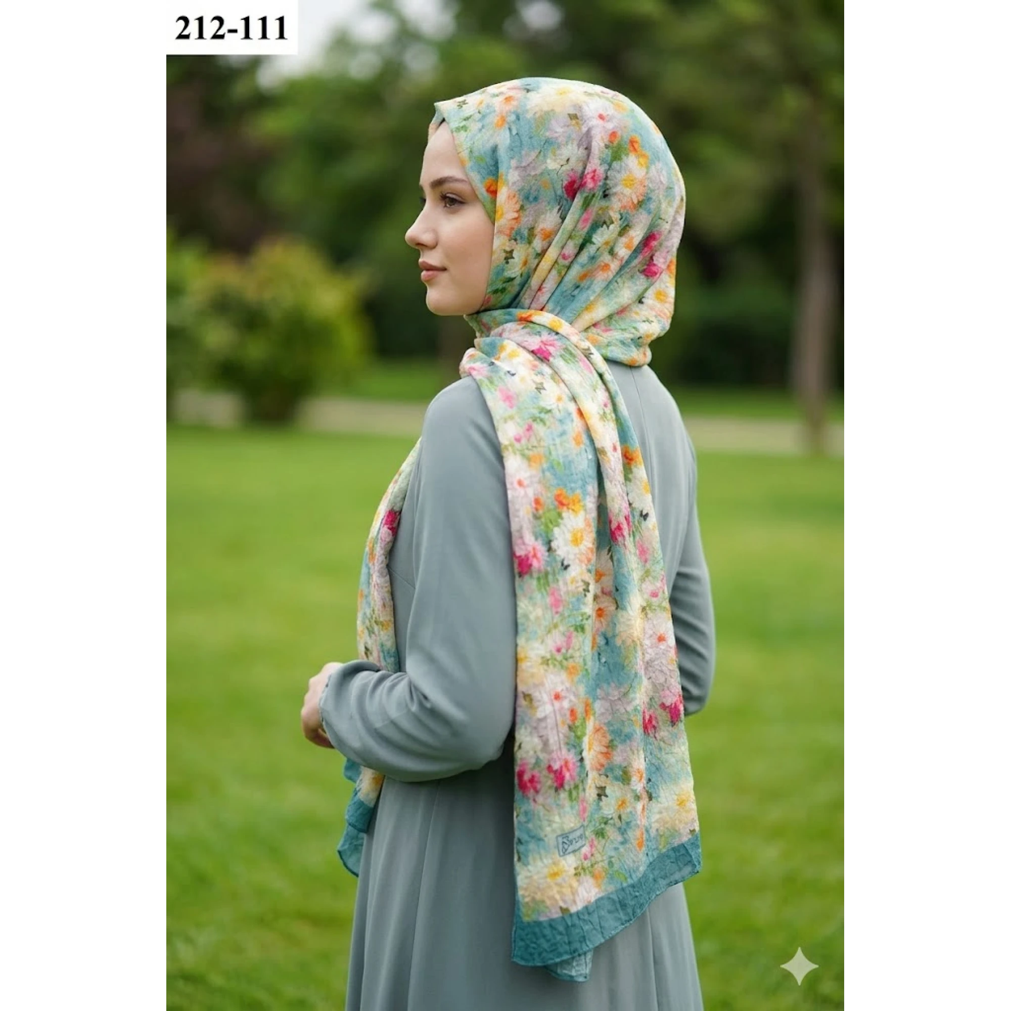 Sharell Bambu Kraş Pamuk Şal (Yeşil) 212-111