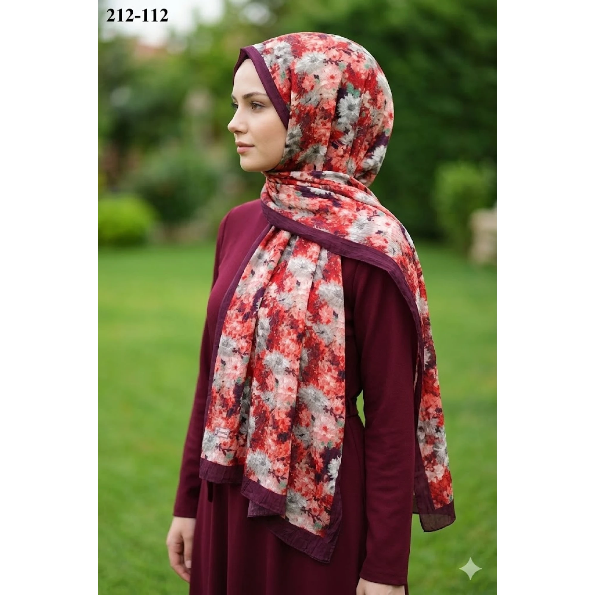 Sharell Bambu Kraş Pamuk Şal (Bordo) 212-112