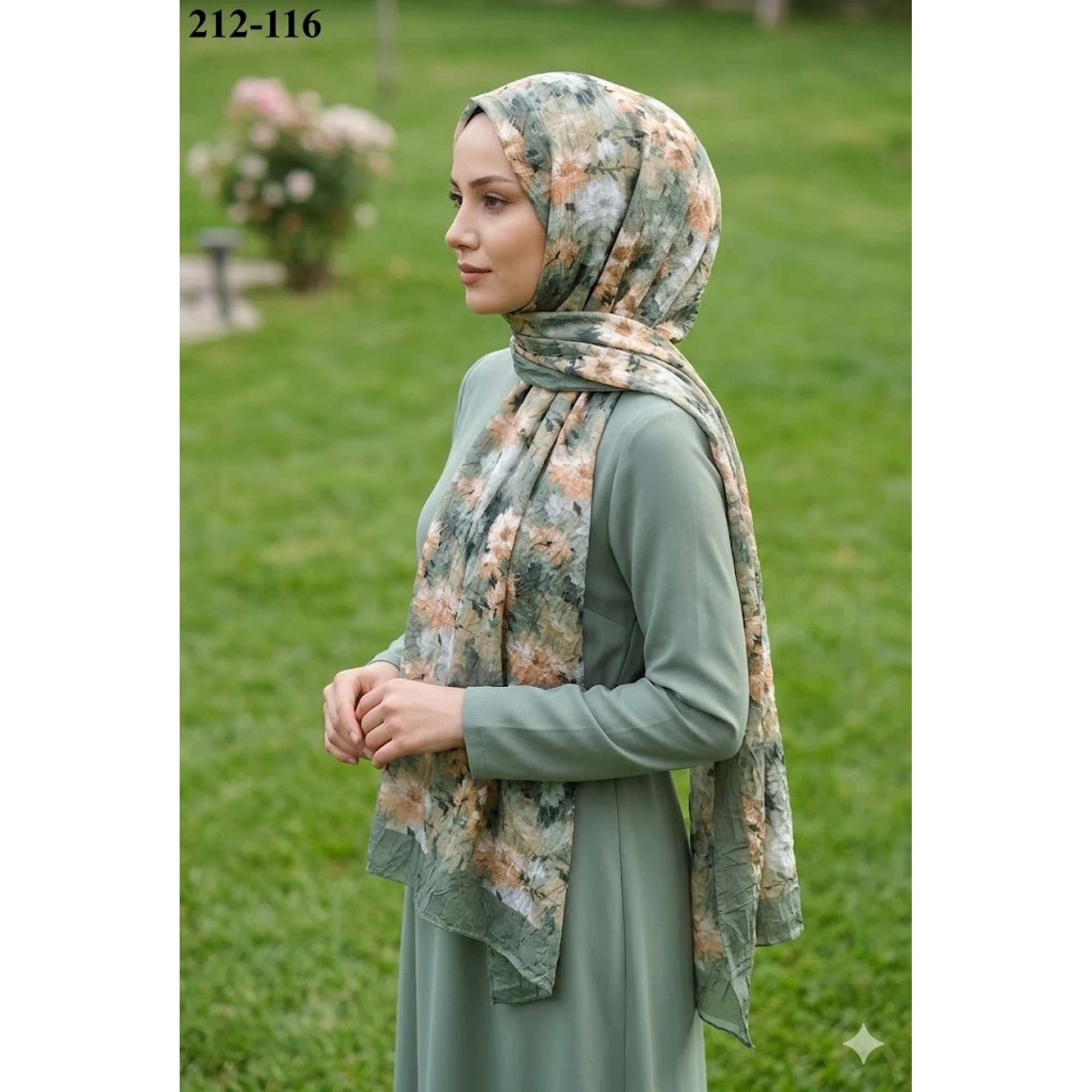 Sharell Bambu Kraş Pamuk Şal (Yeşil) 212-116