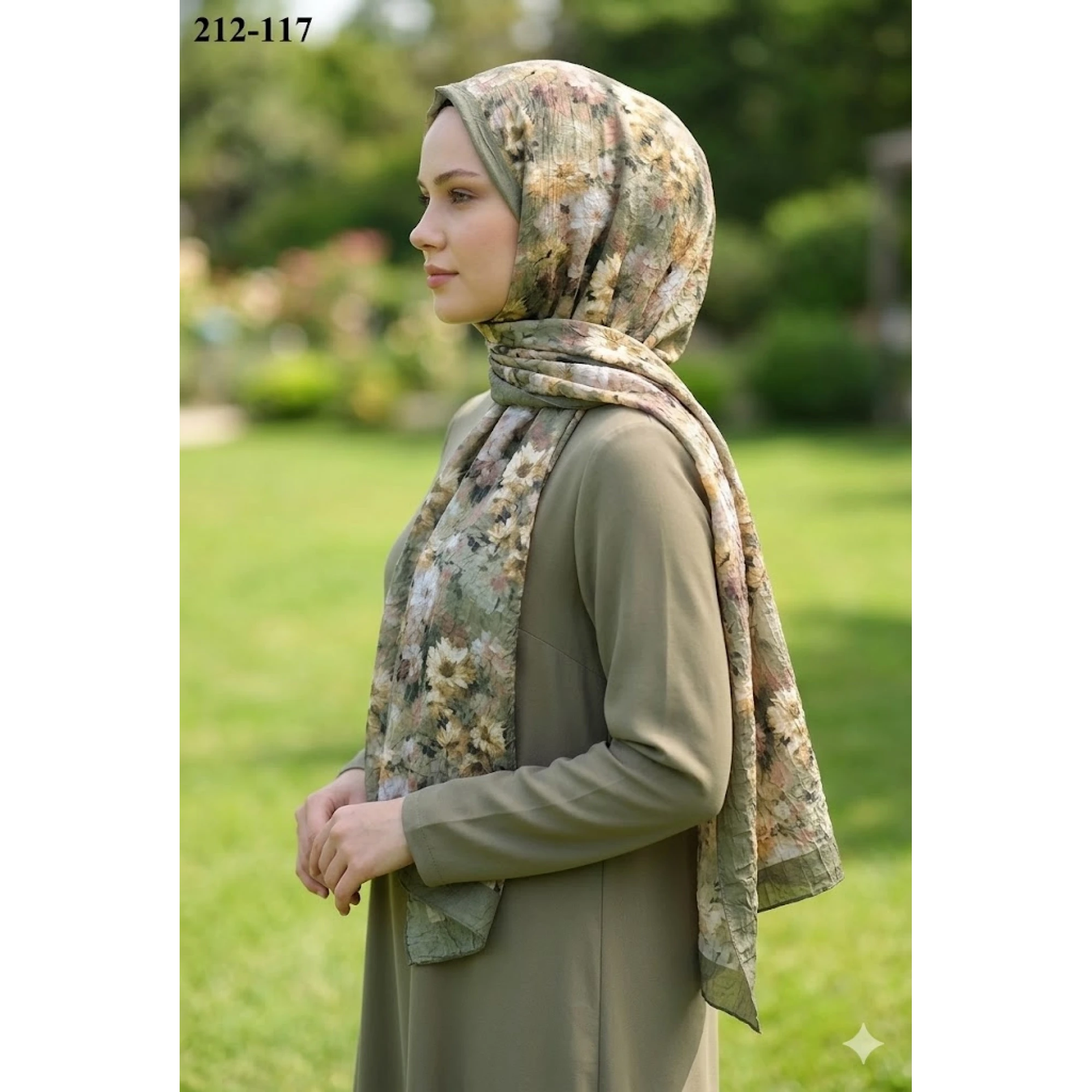 Sharell Bambu Kraş Pamuk Şal (Yeşil) 212-117