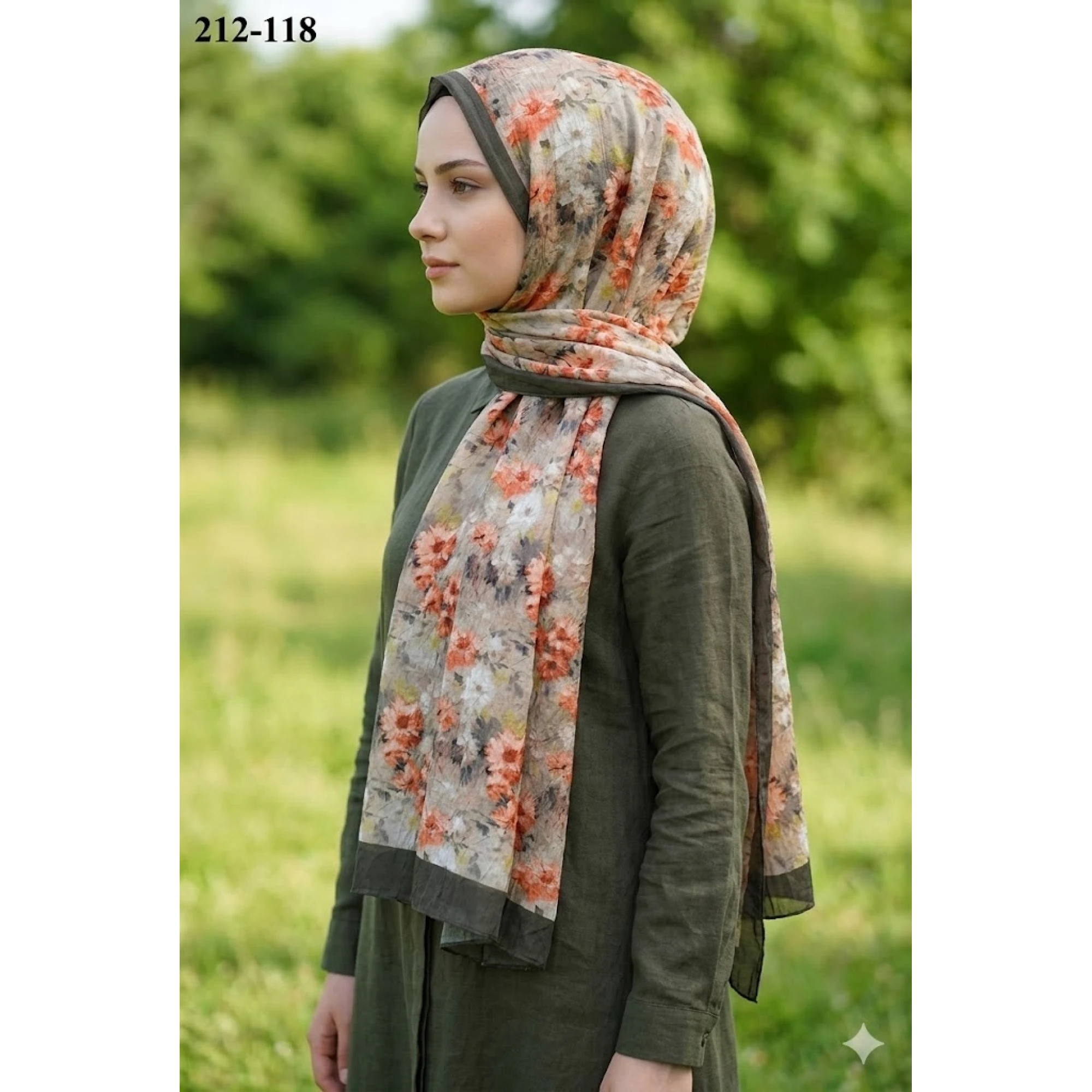 Sharell Bambu Kraş Pamuk Şal (Yeşil) 212-118