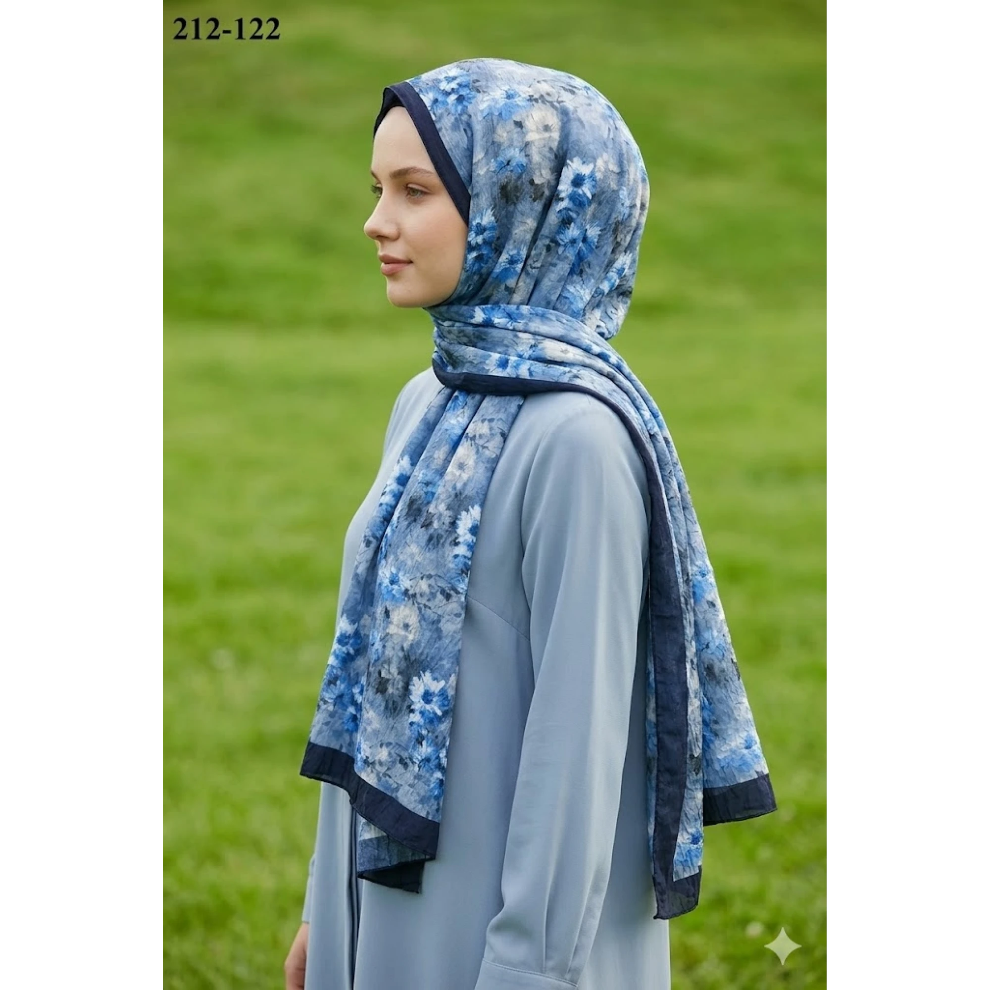 Sharell Bambu Kraş Pamuk Şal (Lacivert) 212-122