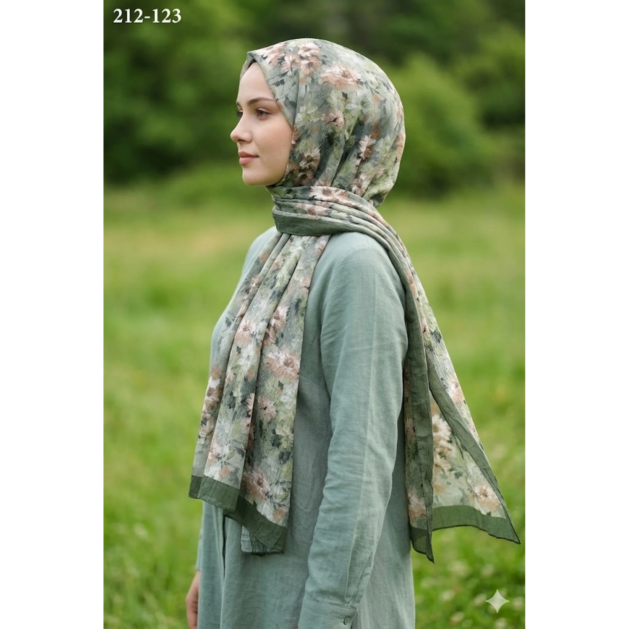 Sharell Bambu Kraş Pamuk Şal (Yeşil) 212-123