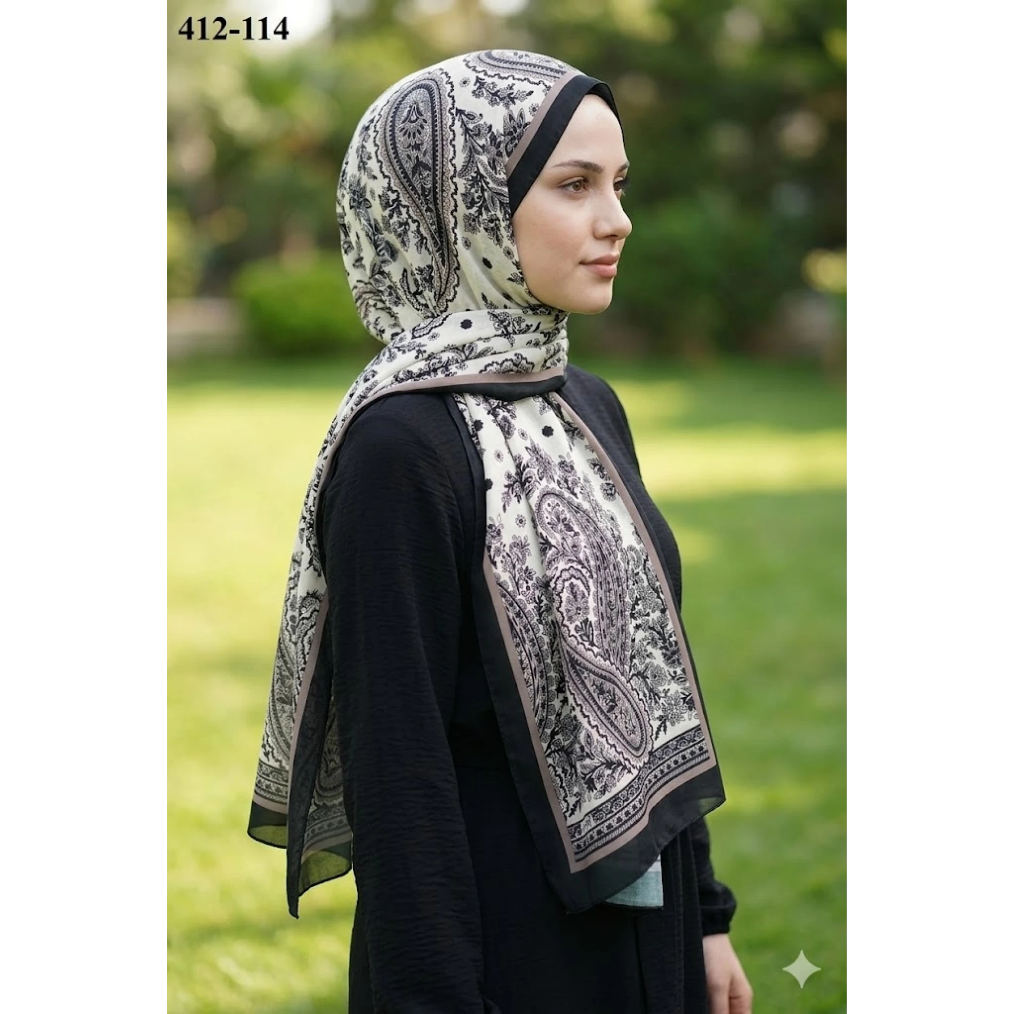 Soft İpek Etnik Desen Soft Şal 412-114