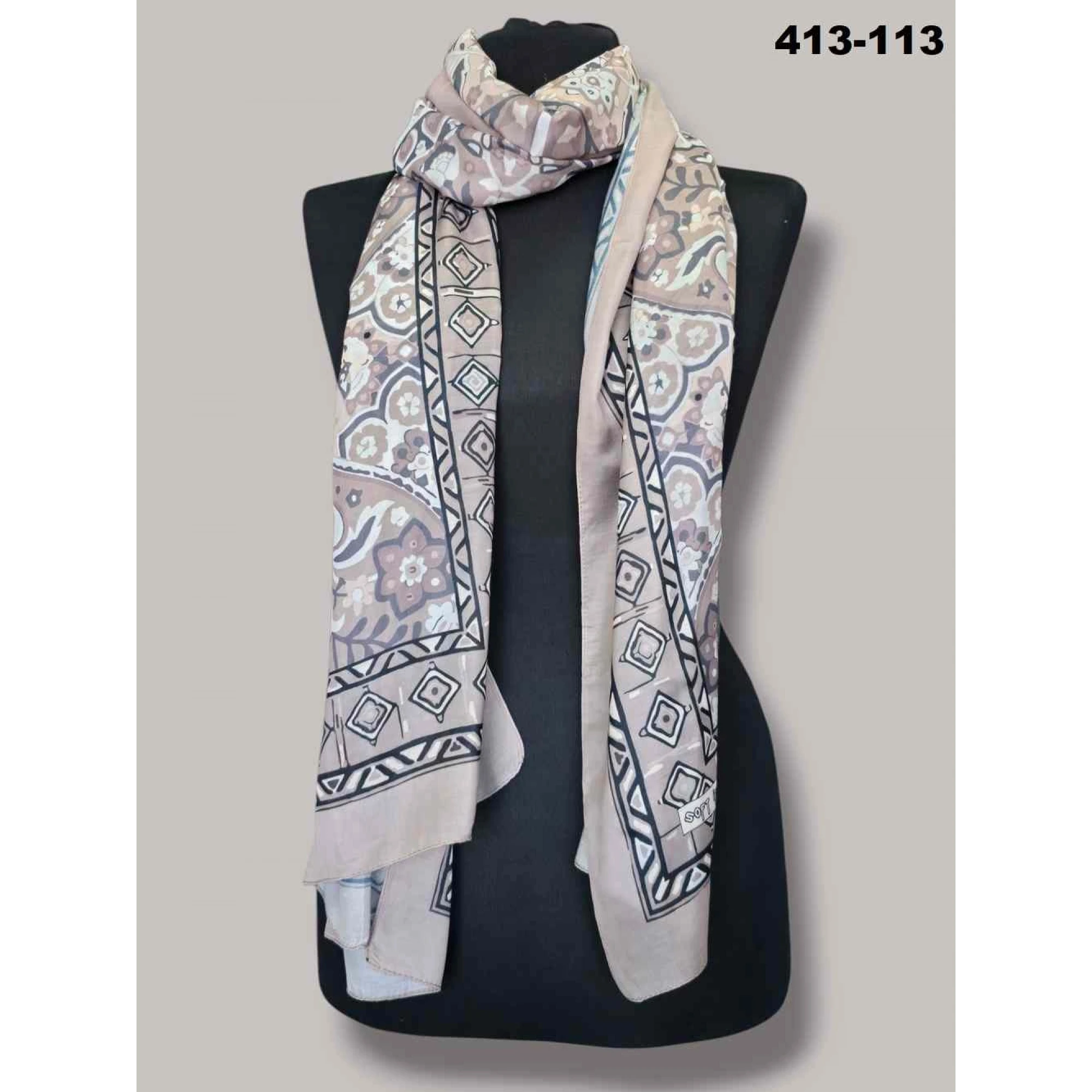 Soft İpek Etnik Desen Soft Şal 413-113