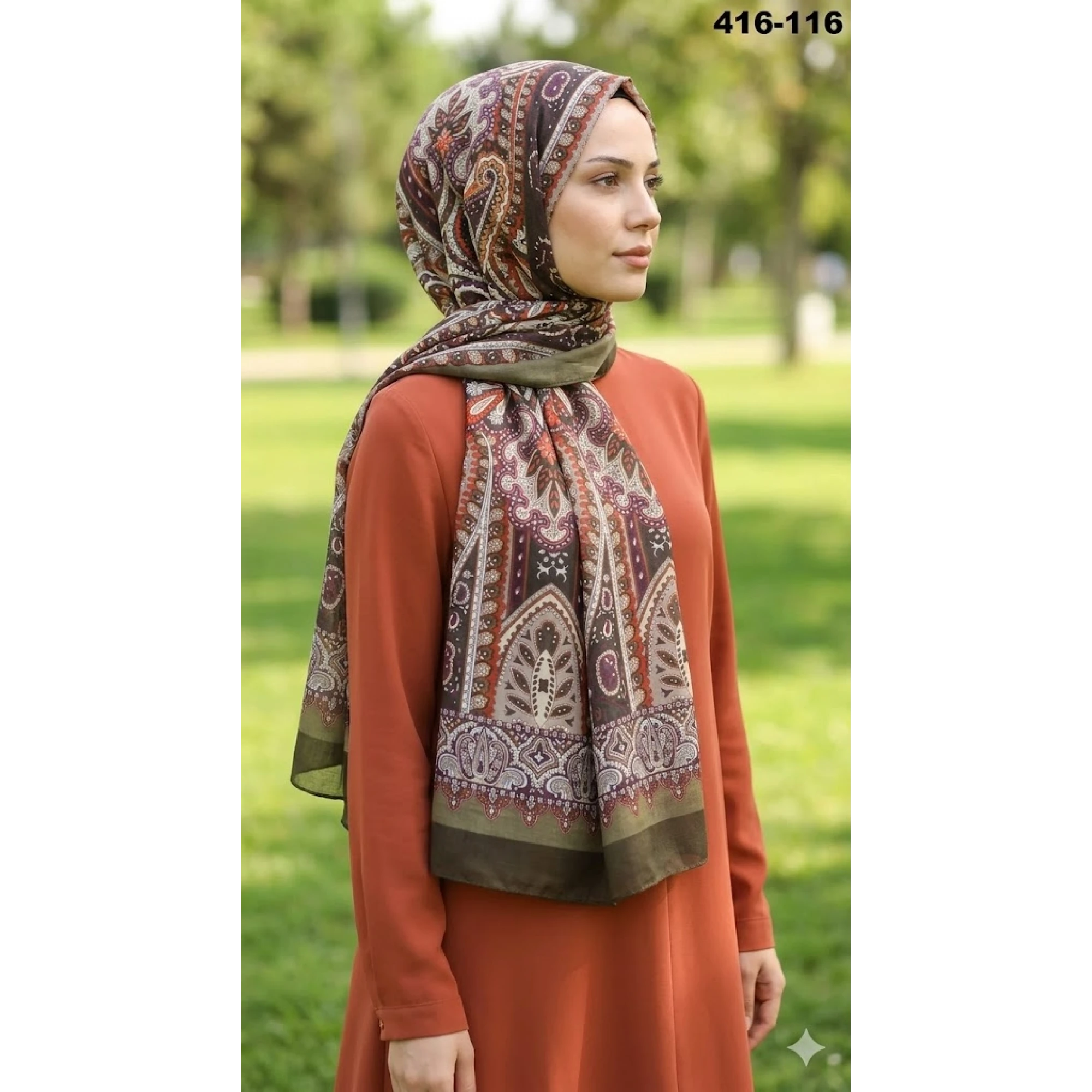 Eylül İpek Etnik Desen Soft Şal 416-116