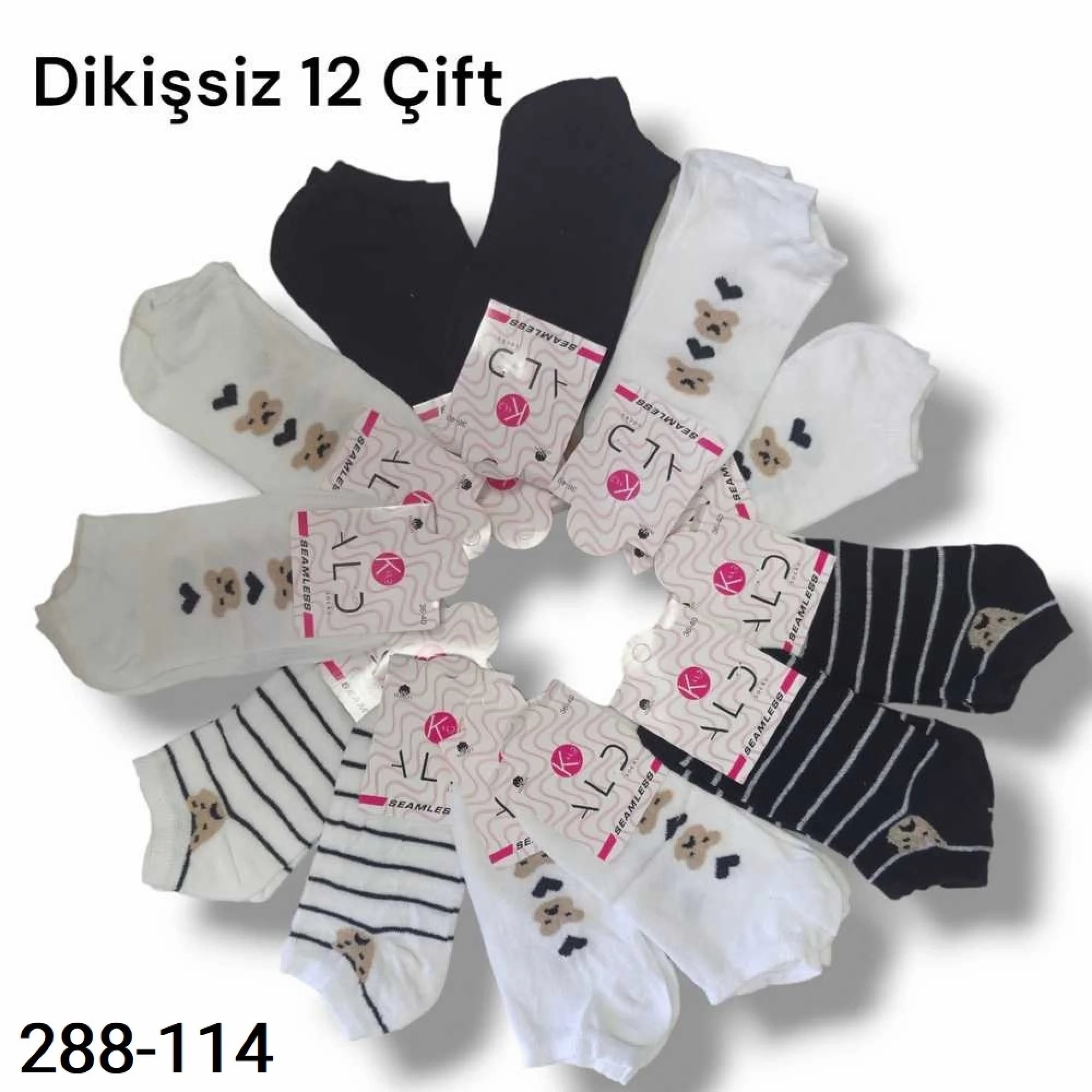 Aldano Dikişsiz Bayan Patik Çorap (12 Çift Karışık) 288-114