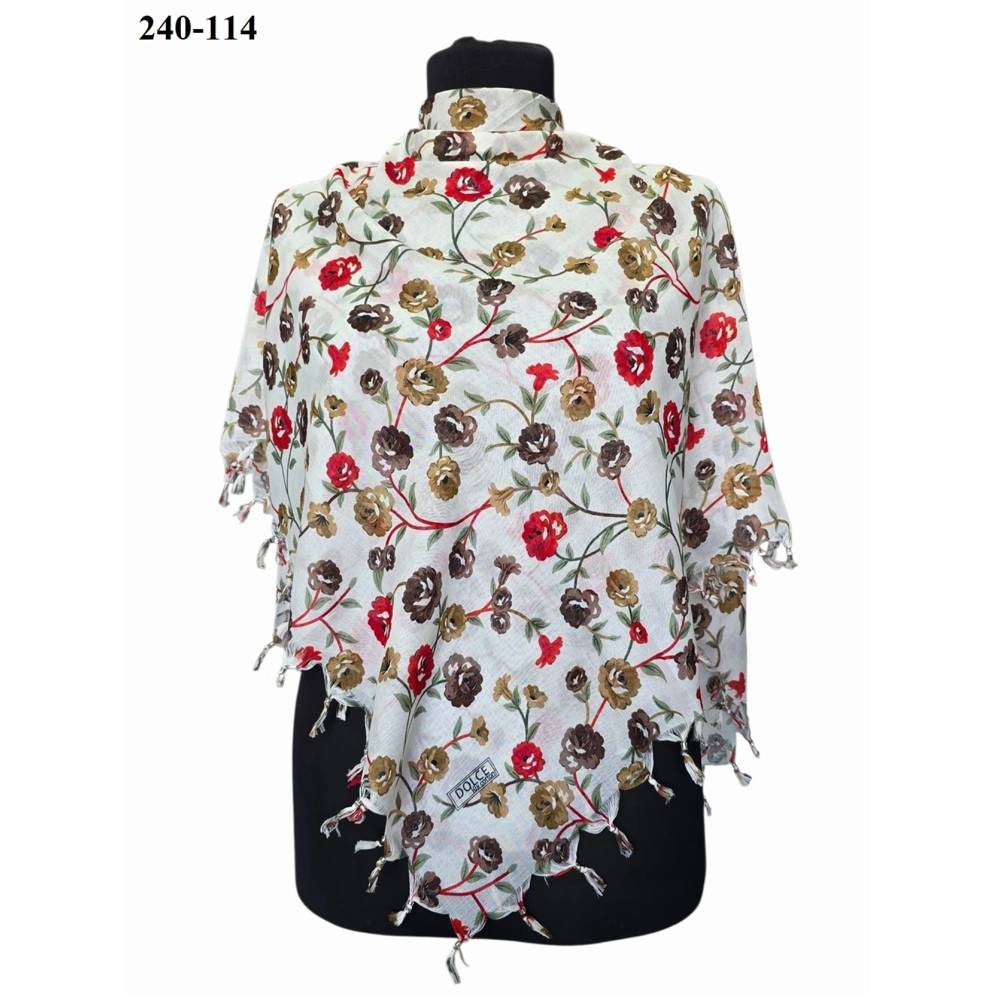 Dolce Life Desenli Sökme Boncuklu Eşarp 240-114