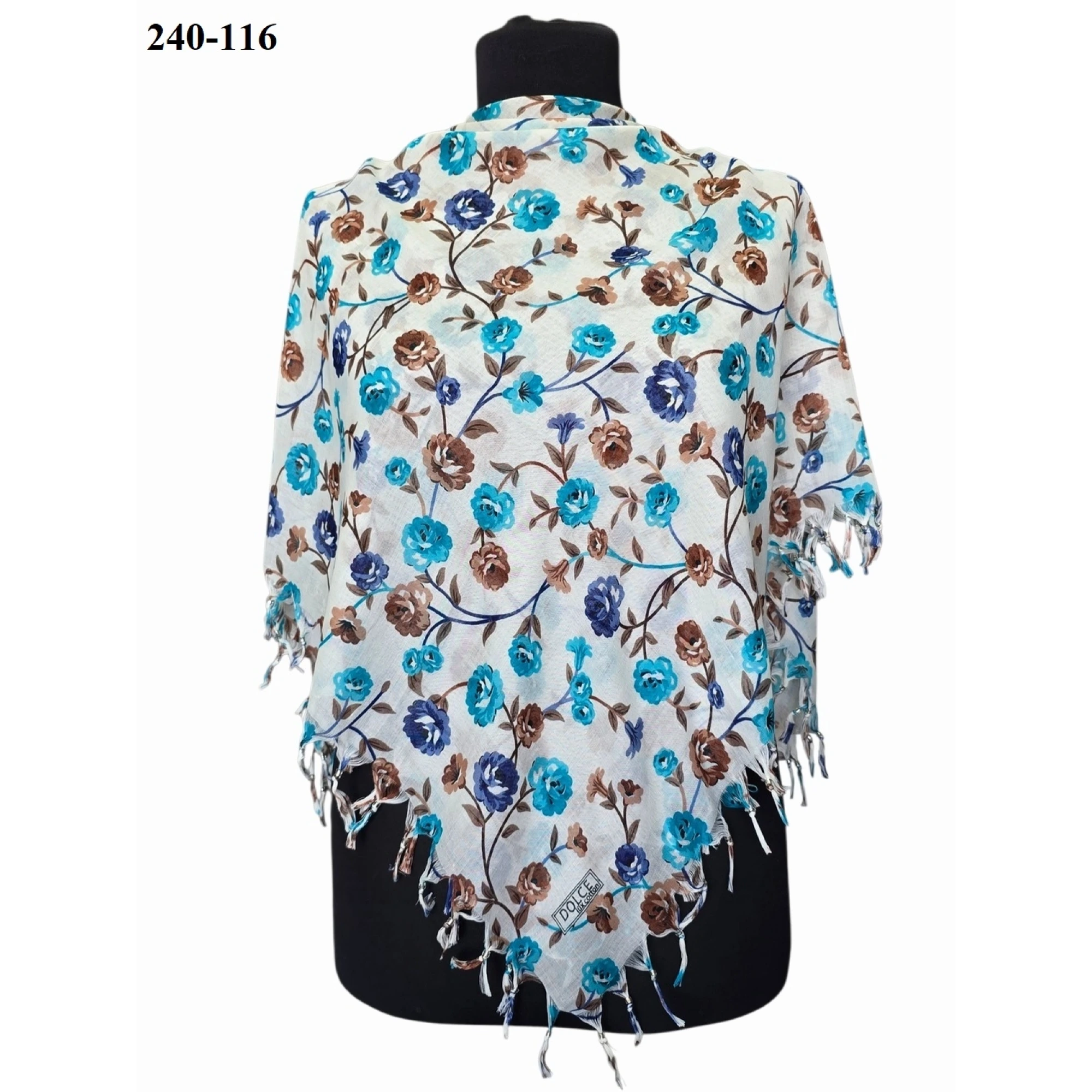 Dolce Life Desenli Sökme Boncuklu Eşarp 240-116