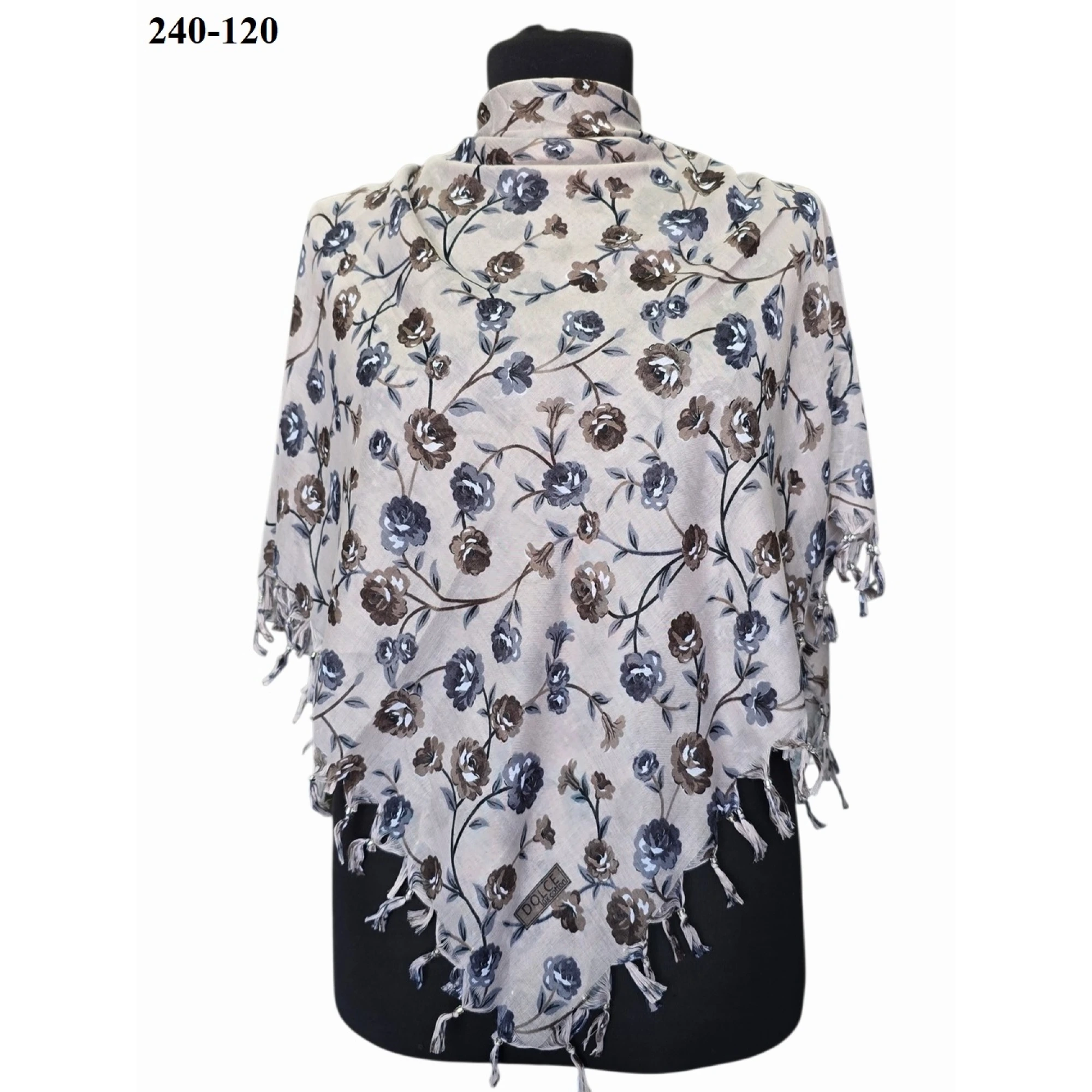Dolce Life Desenli Sökme Boncuklu Eşarp 240-120