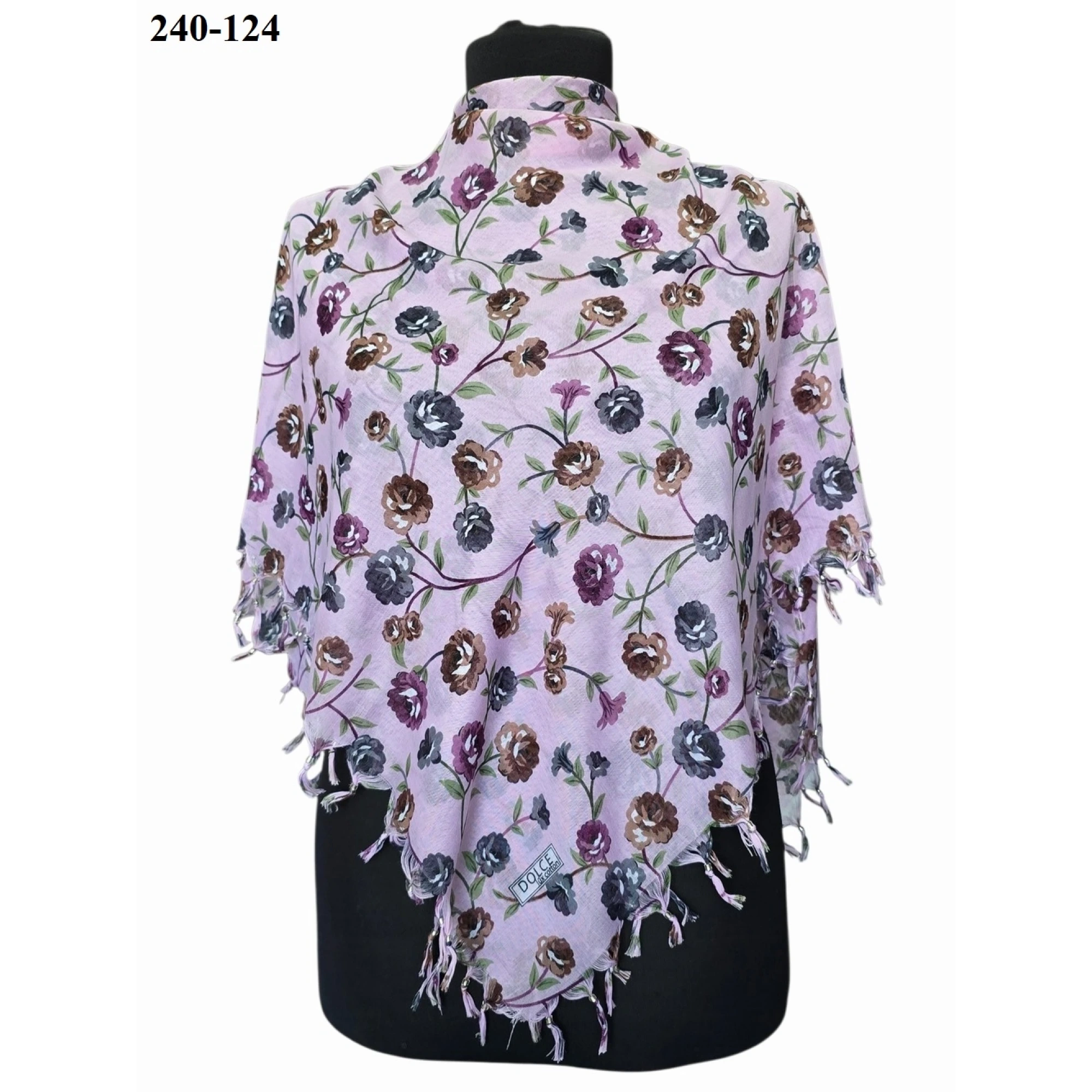 Dolce Life Desenli Sökme Boncuklu Eşarp 240-124