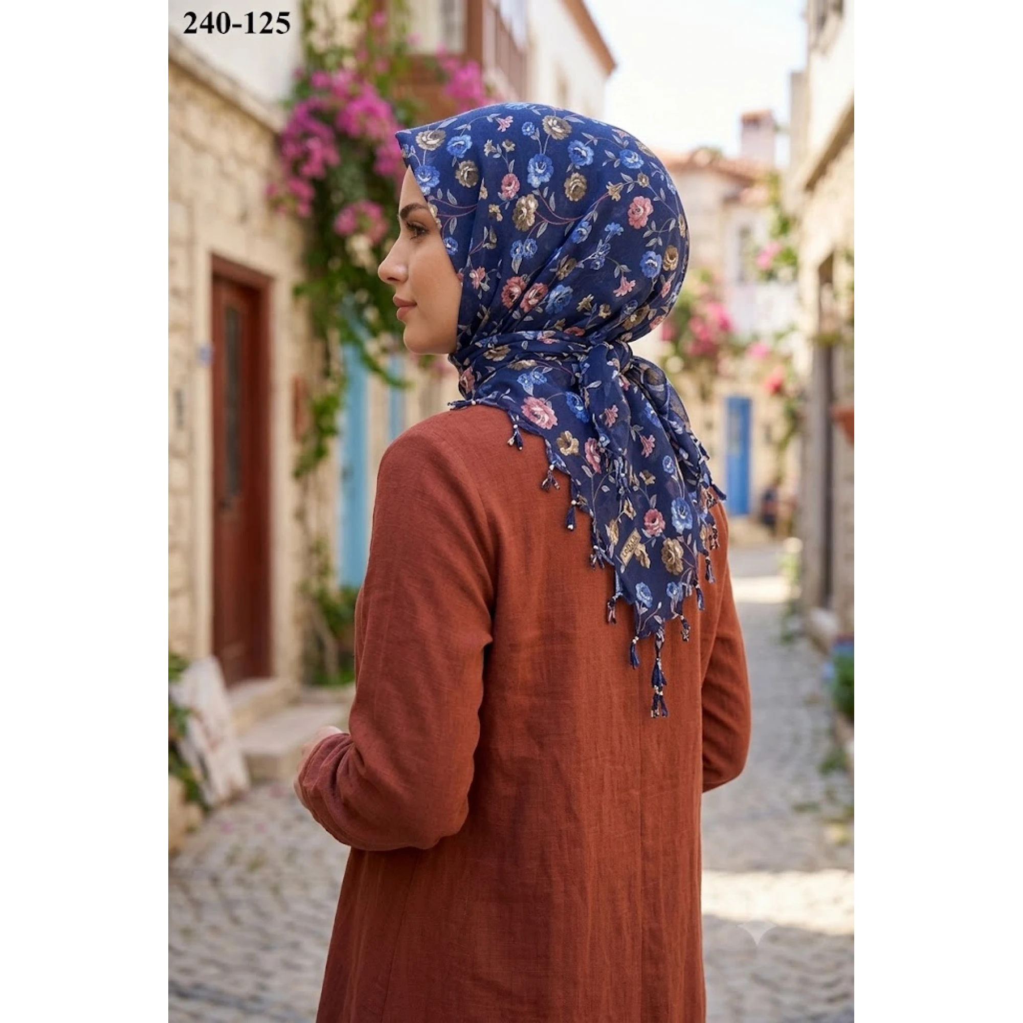 Dolce Life Desenli Sökme Boncuklu Eşarp 240-125