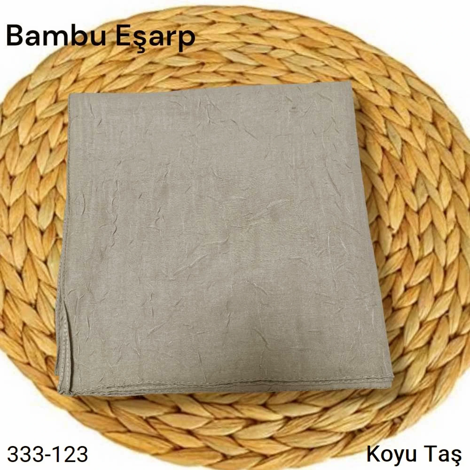 Düz Renk Bambu Pamuk Eşarp Koyu Taş 333-123