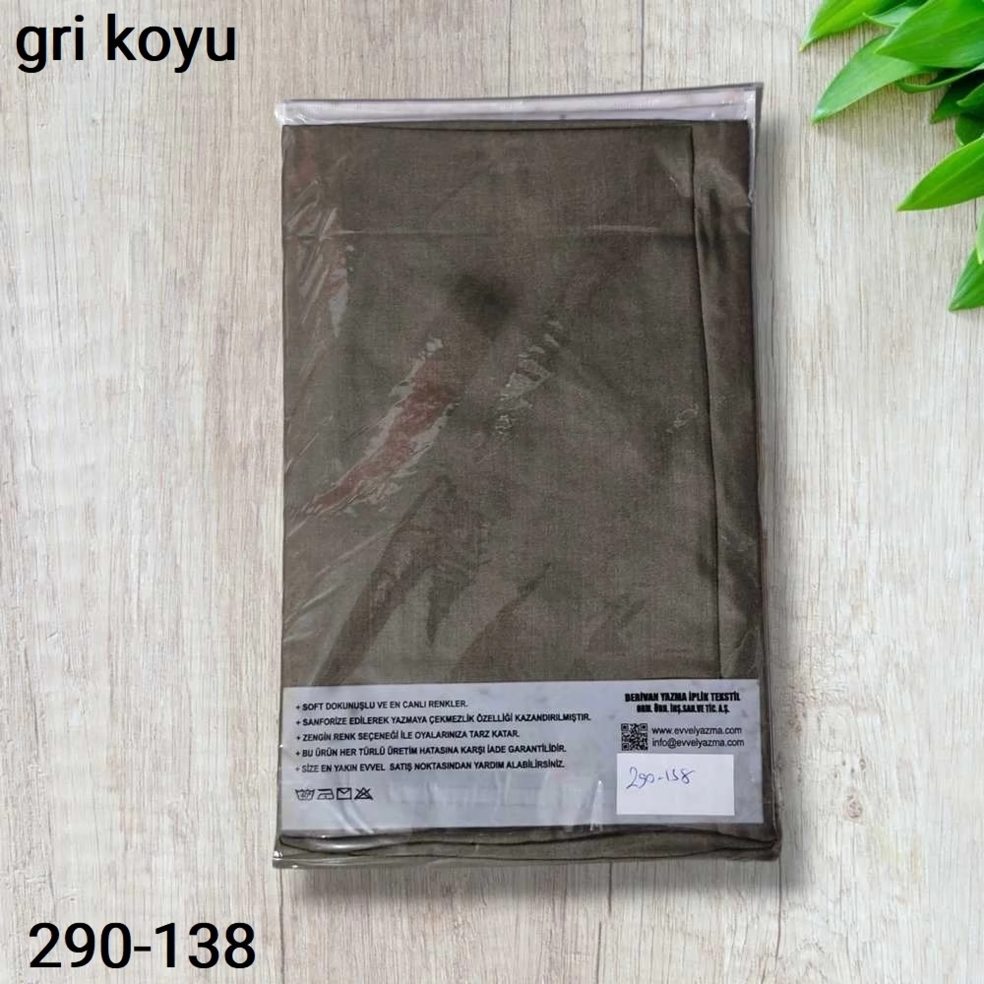 Düz Renk Ekonomik Poşetli Oyalık Yazma gri koyu 290-138