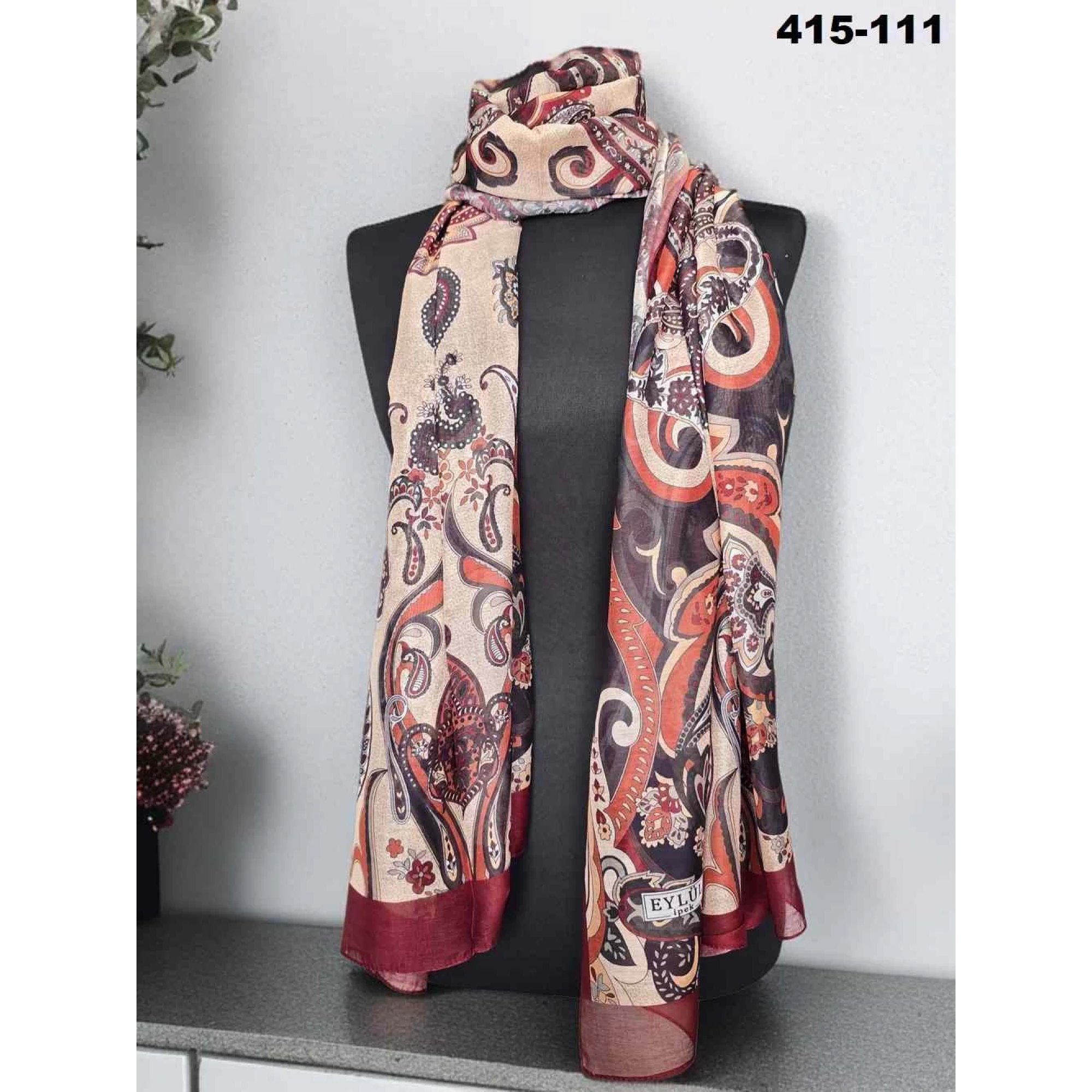 Eylül İpek Etnik Desen Soft Şal 415-111