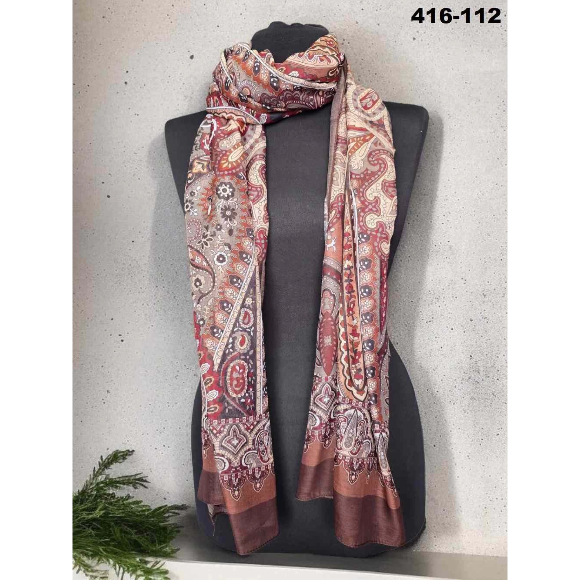 Eylül İpek Etnik Desen Soft Şal 416-112