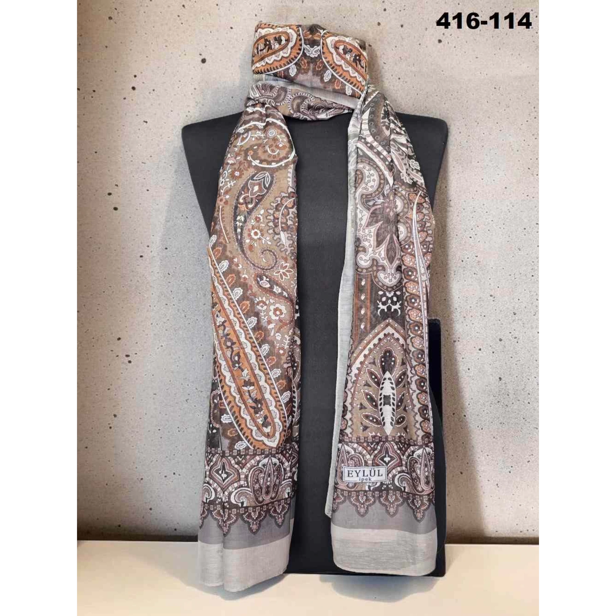 Eylül İpek Etnik Desen Soft Şal 416-114