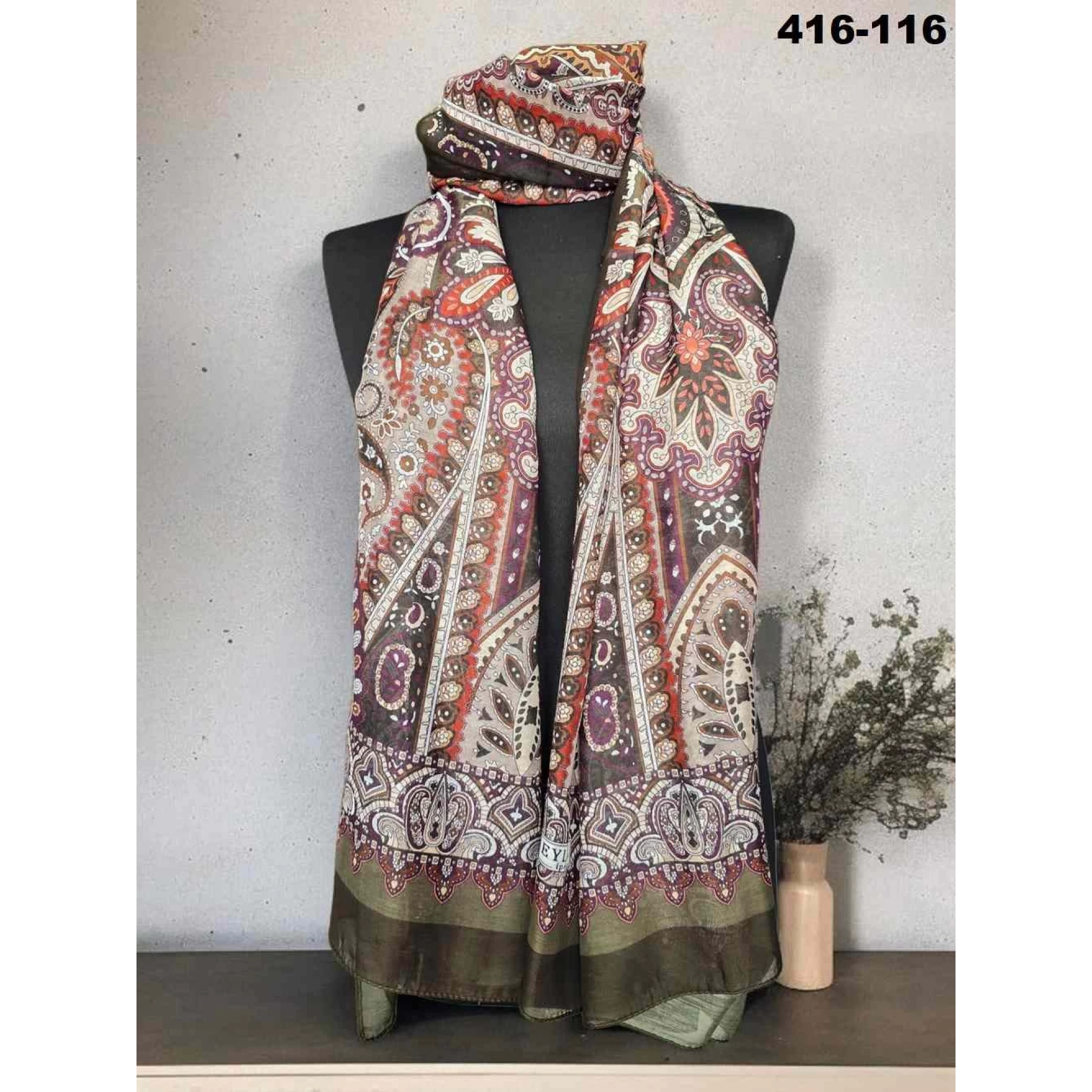 Eylül İpek Etnik Desen Soft Şal 416-116