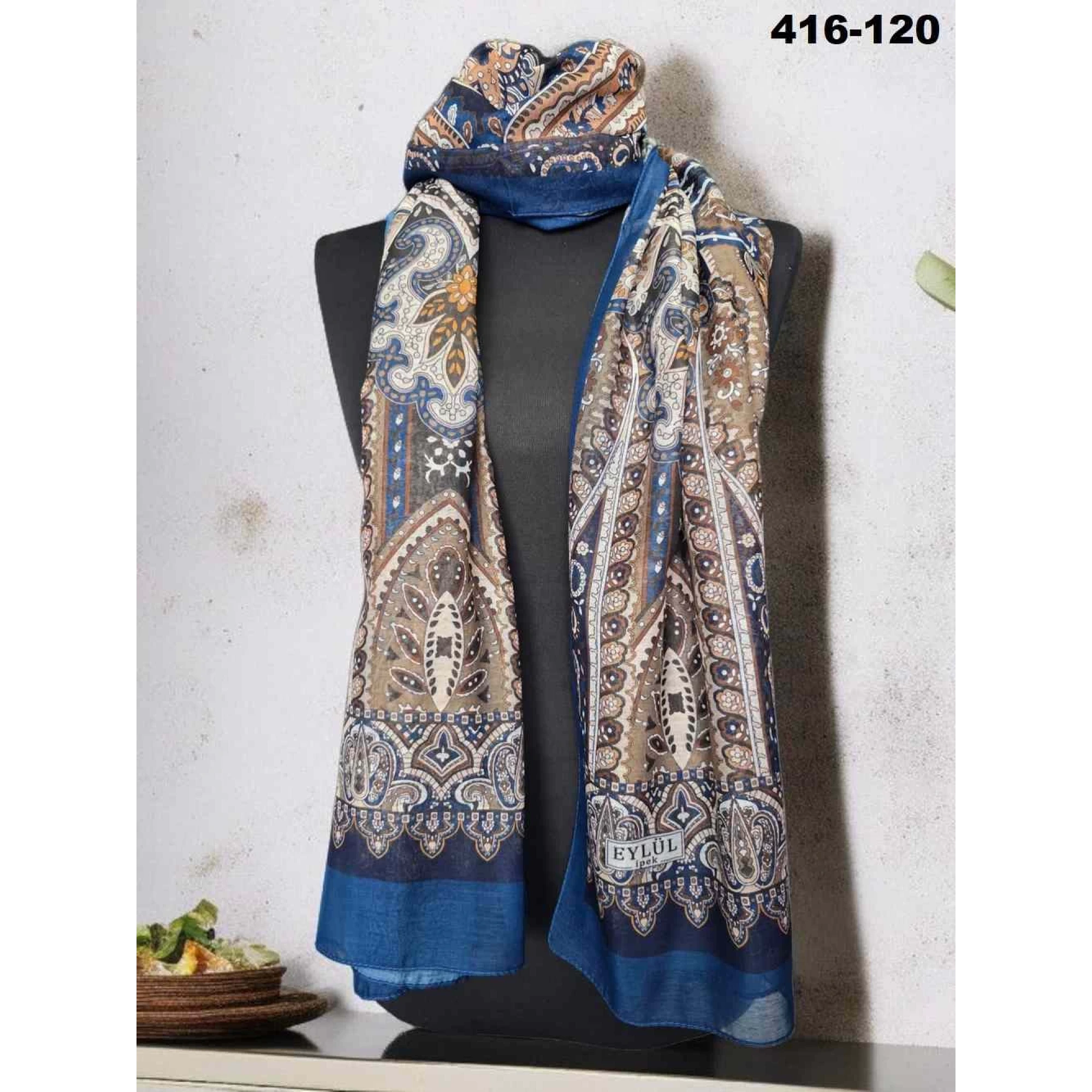 Eylül İpek Etnik Desen Soft Şal 416-120