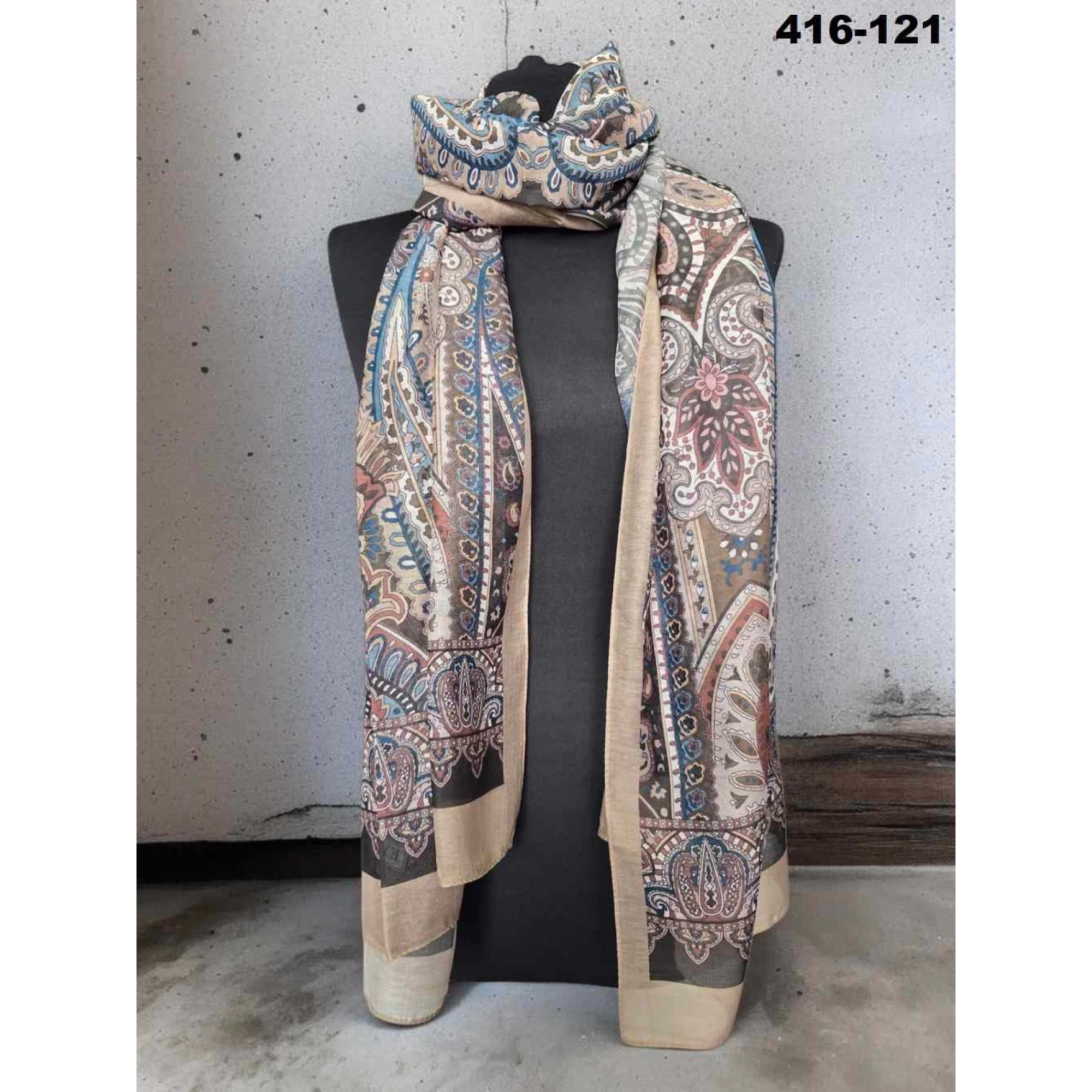 Eylül İpek Etnik Desen Soft Şal 416-121