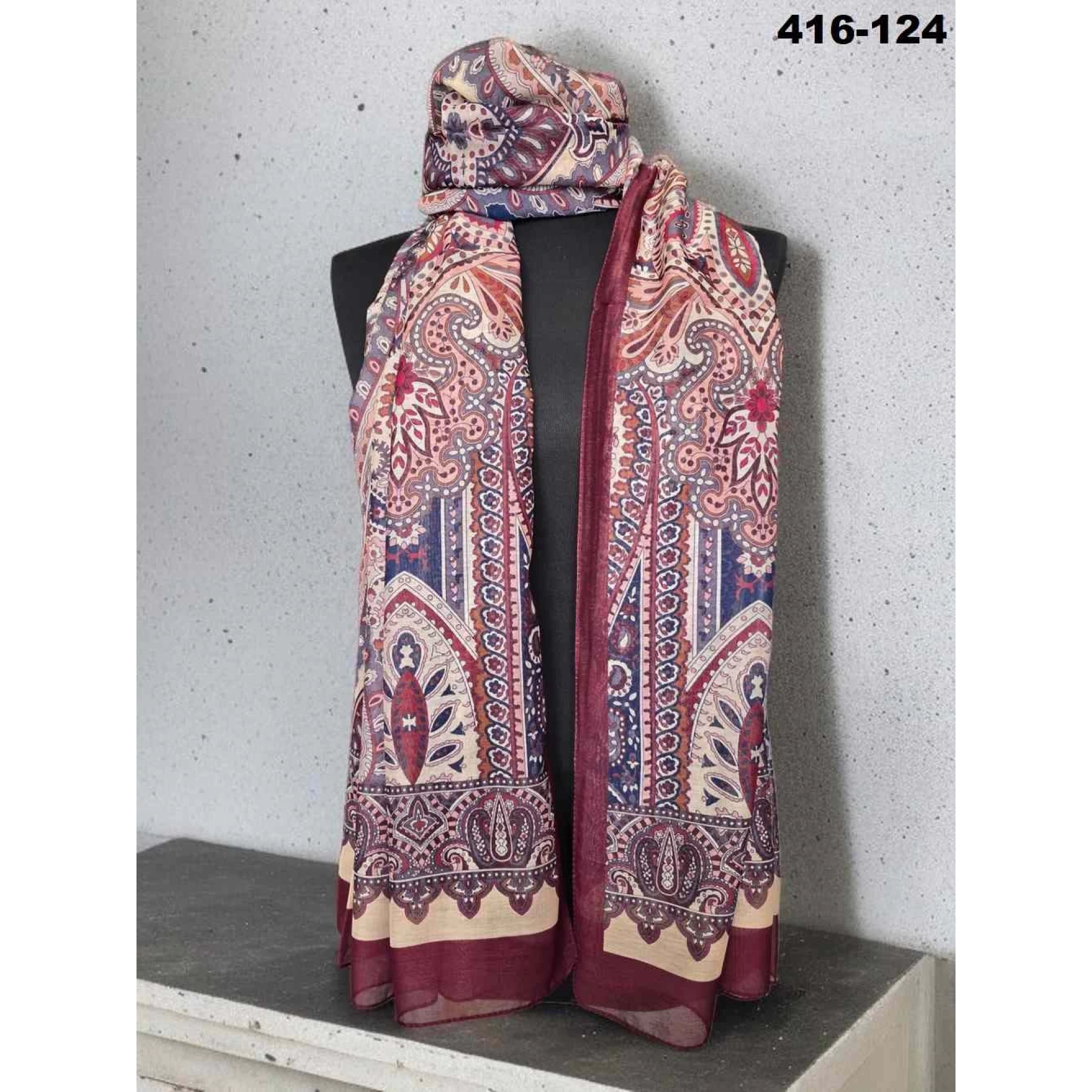 Eylül İpek Etnik Desen Soft Şal 416-124