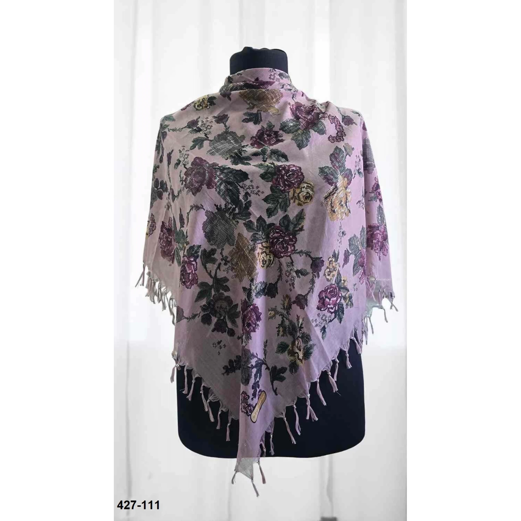 Ezgi Fashion Desenli Sökme Boncuklu Eşarp 427-111