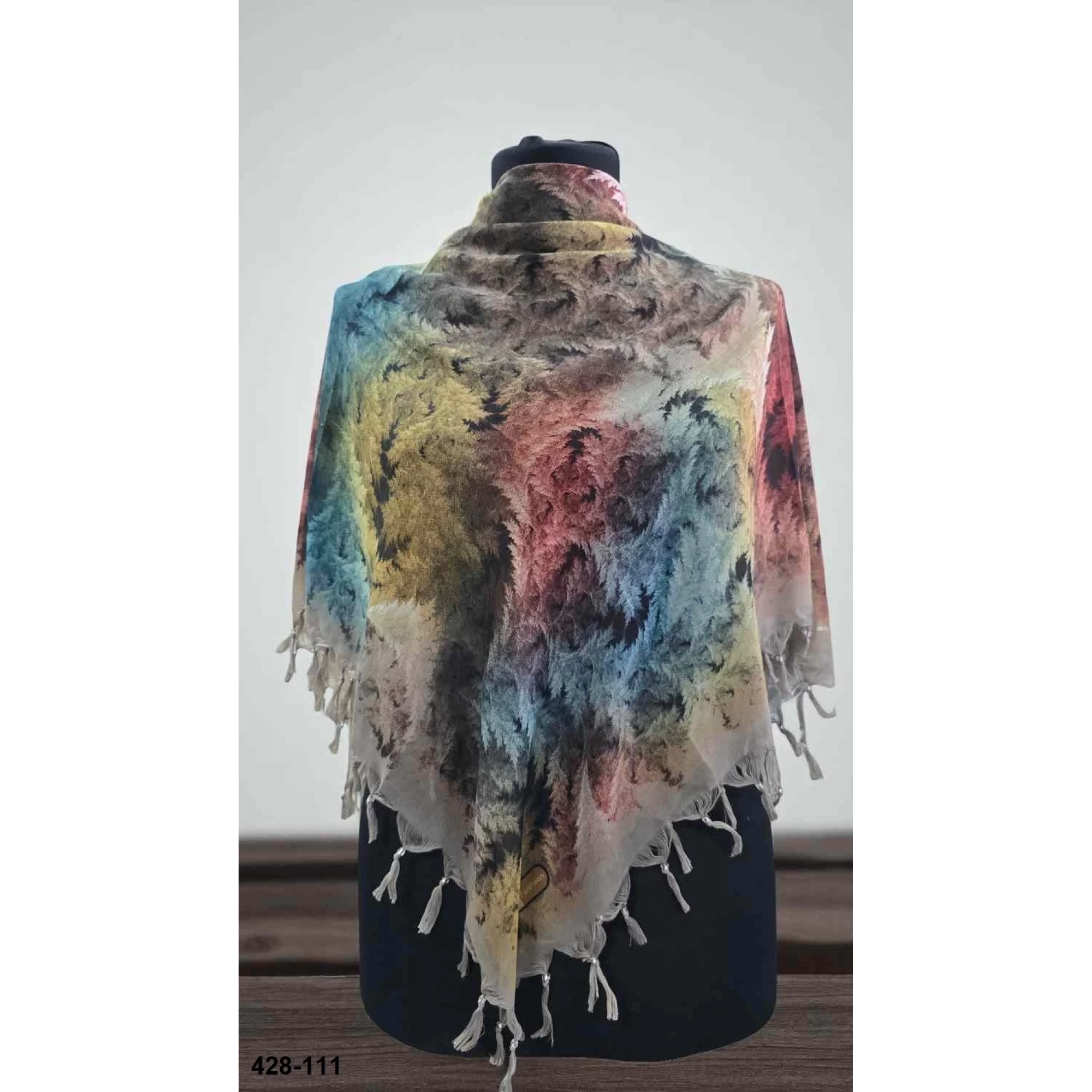 Ezgi Fashion Desenli Sökme Boncuklu Eşarp 428-111