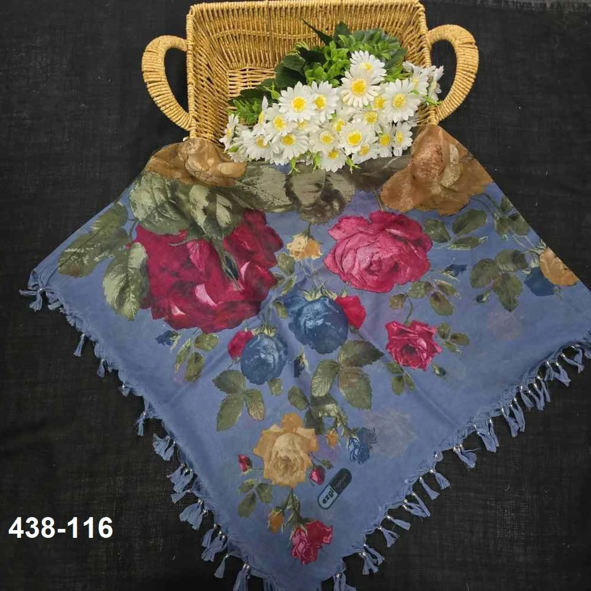 Ezgi Fashion Desenli Sökme Boncuklu Eşarp 438-116