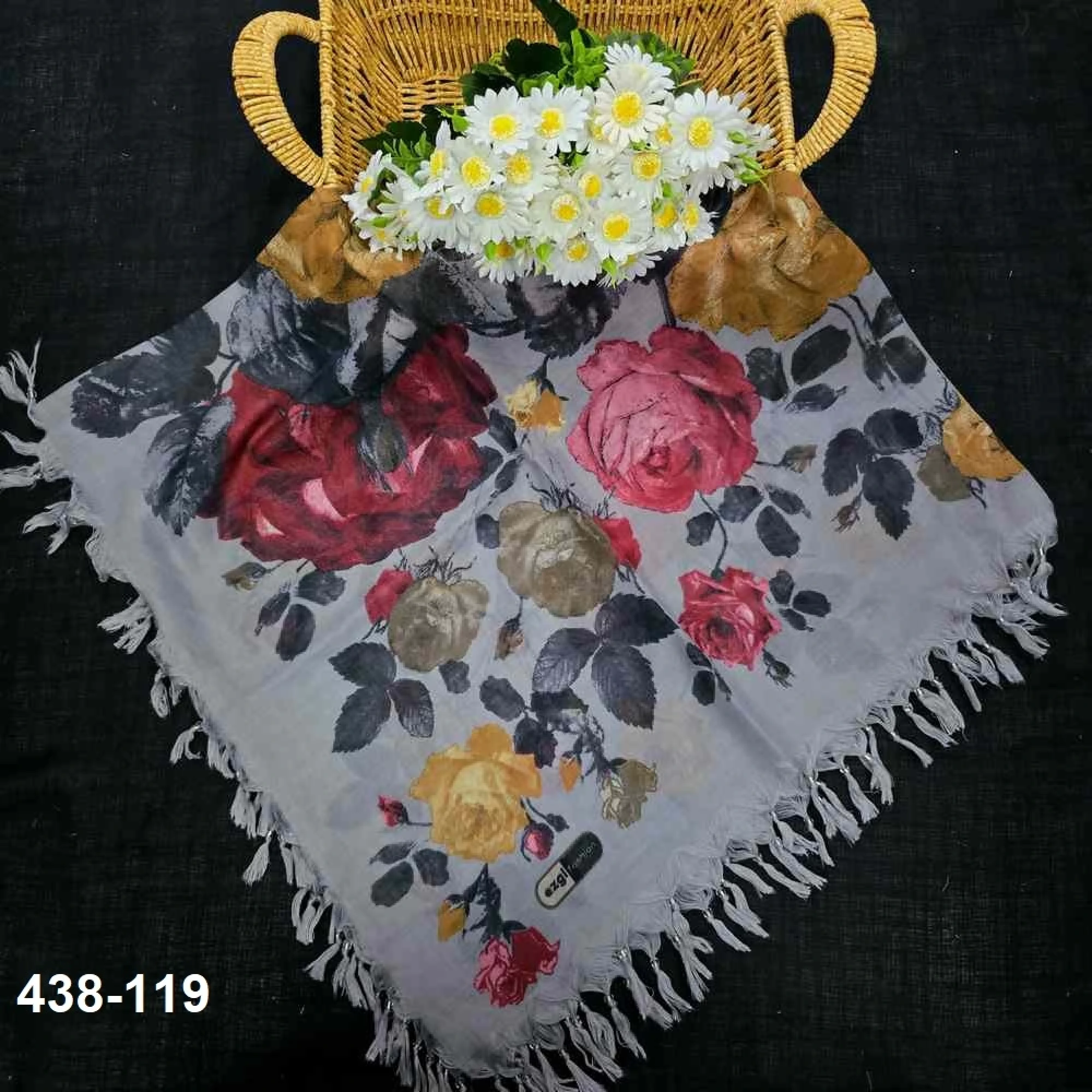 Ezgi Fashion Desenli Sökme Boncuklu Eşarp 438-119