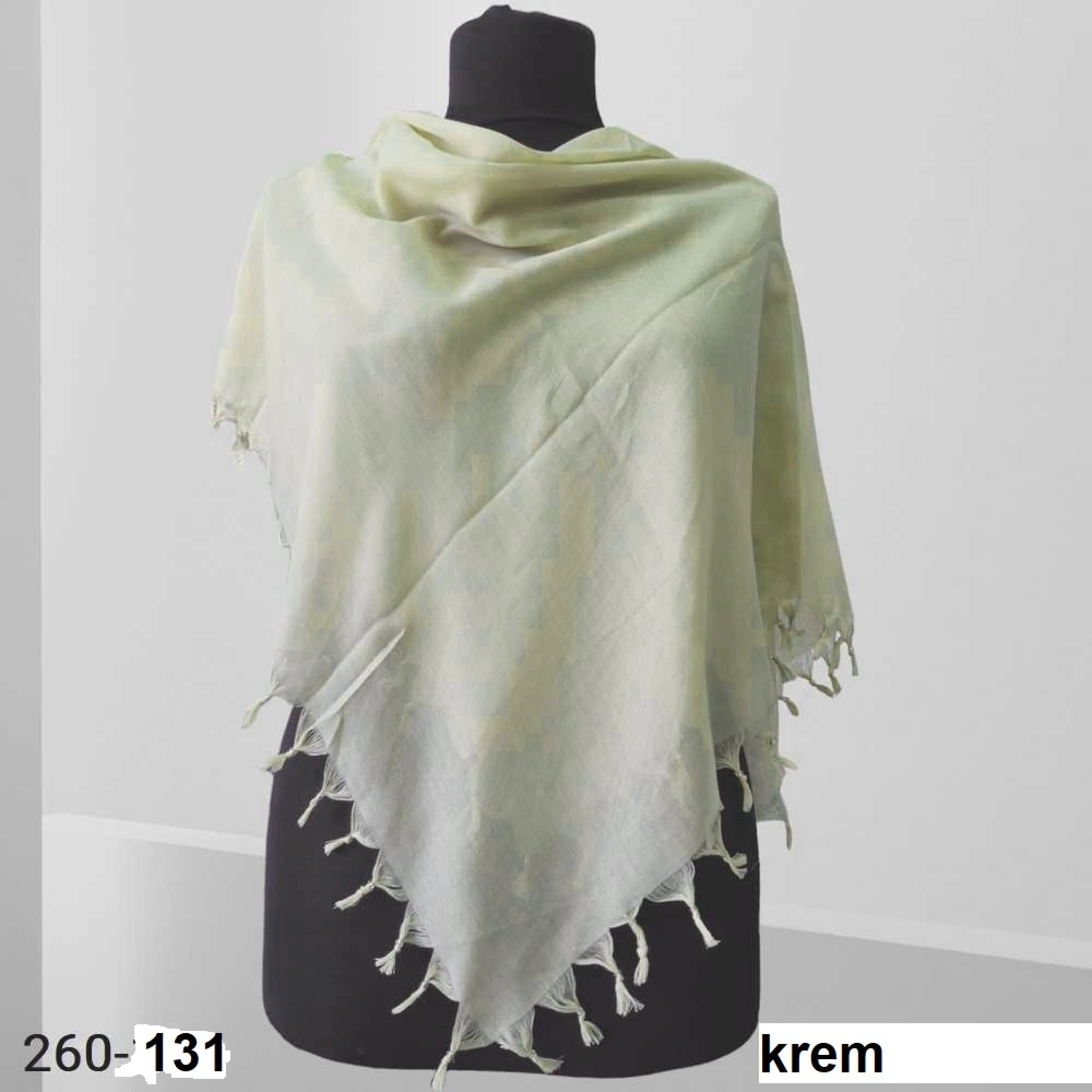 Ezgi Fashion Düz Renk Sökme Boncuklu Eşarpkrem 260-131
