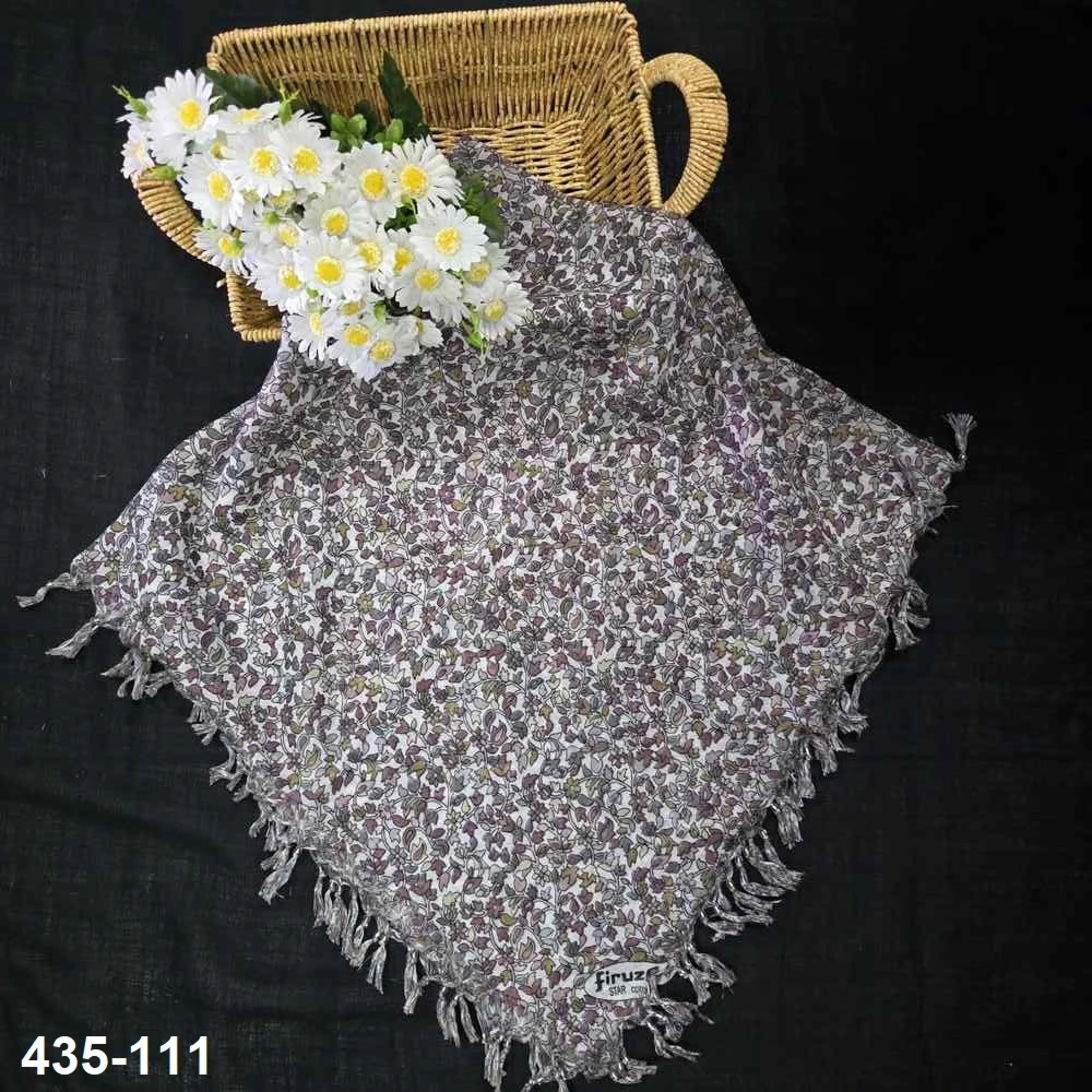 Firuze Desenli Sökme Boncuklu Eşarp 435-111