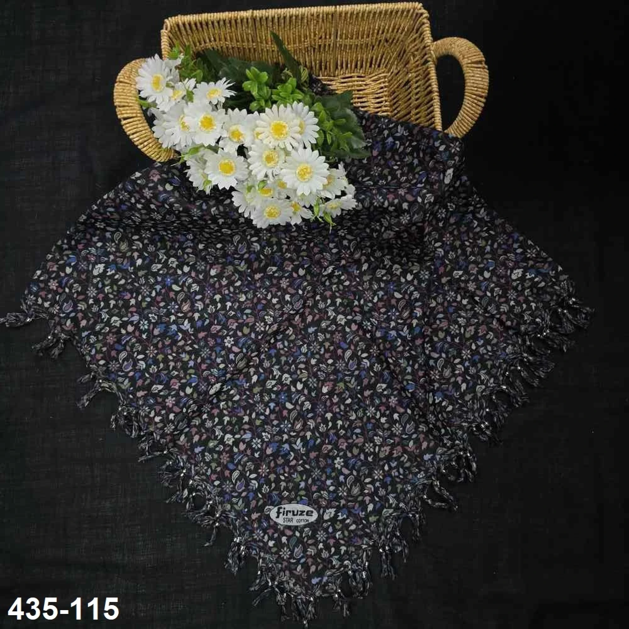 Firuze Desenli Sökme Boncuklu Eşarp 435-115