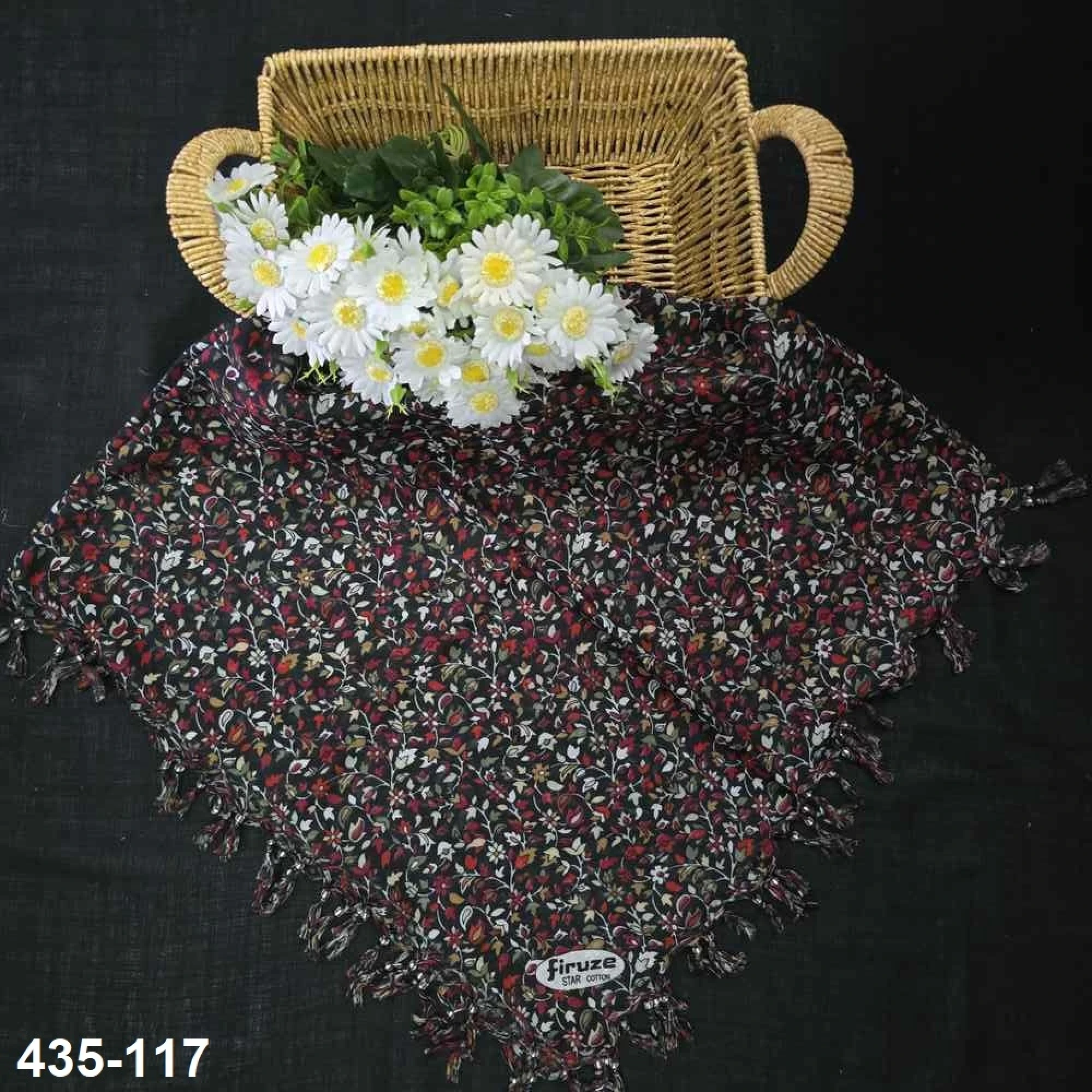 Firuze Desenli Sökme Boncuklu Eşarp 435-117