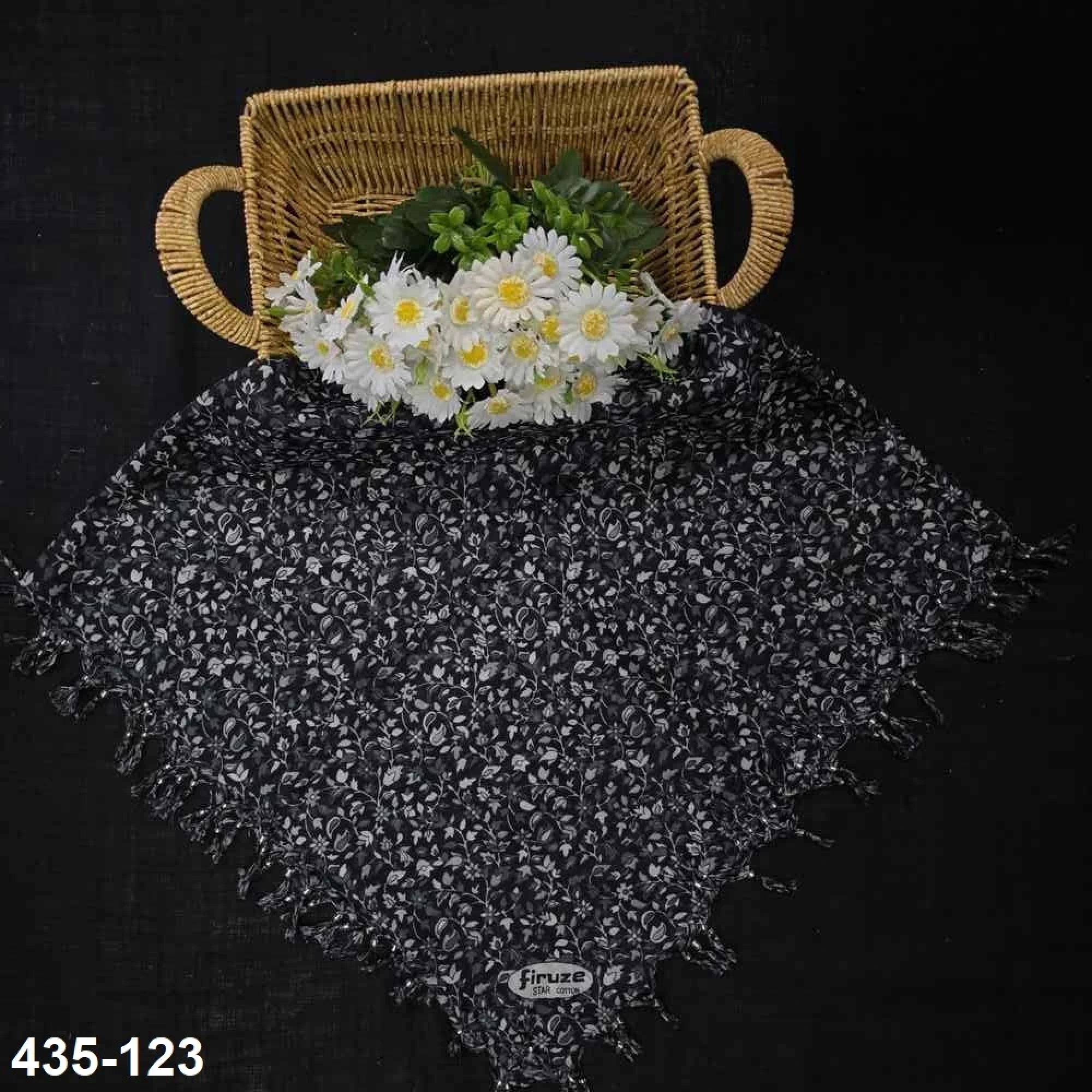Firuze Desenli Sökme Boncuklu Eşarp 435-123