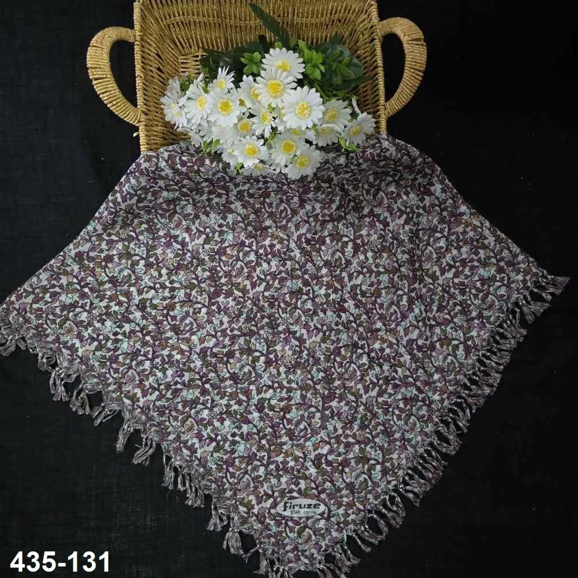 Firuze Desenli Sökme Boncuklu Eşarp 435-131