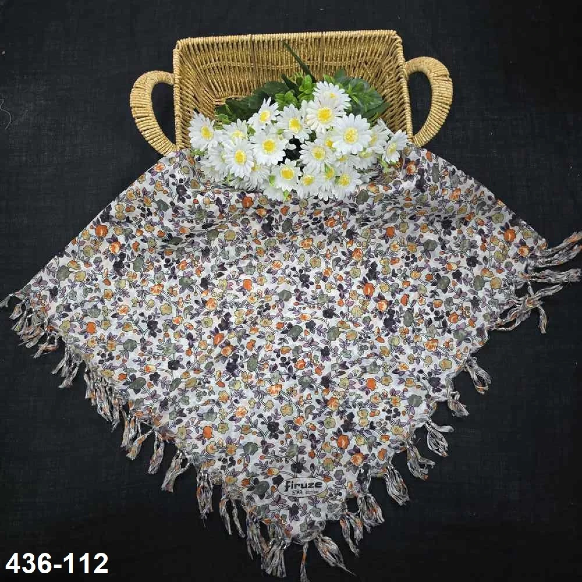 Firuze Desenli Sökme Boncuklu Eşarp 436-112