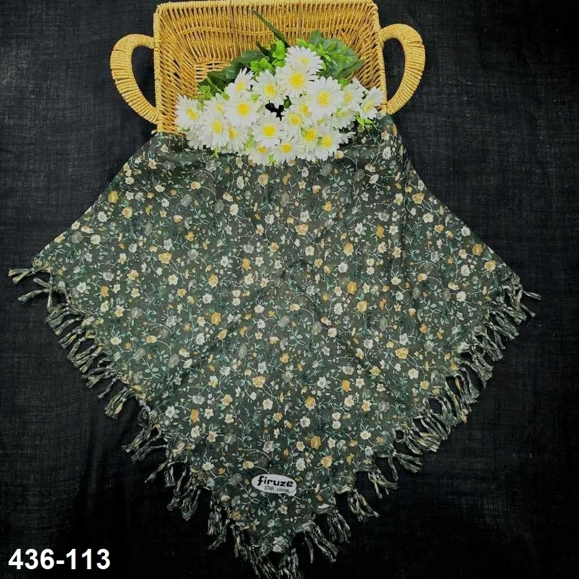 Firuze Desenli Sökme Boncuklu Eşarp 436-113