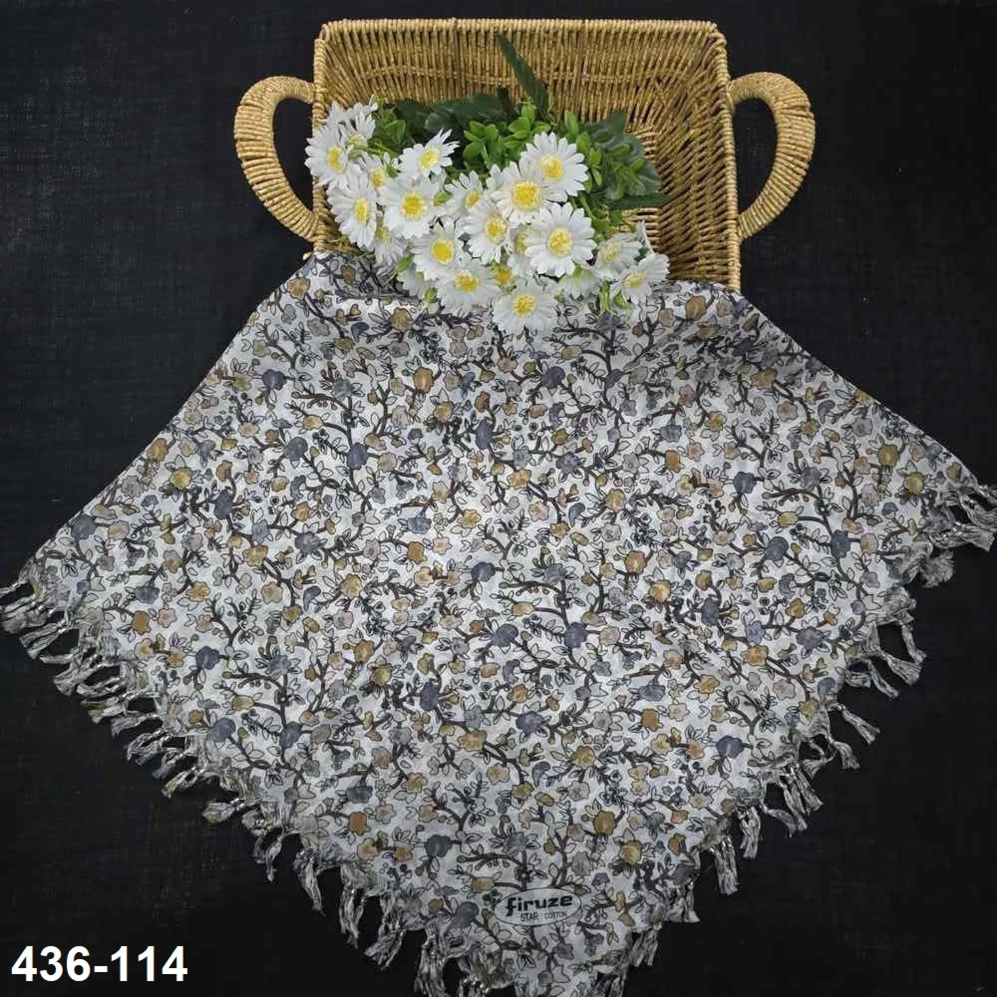 Firuze Desenli Sökme Boncuklu Eşarp 436-114