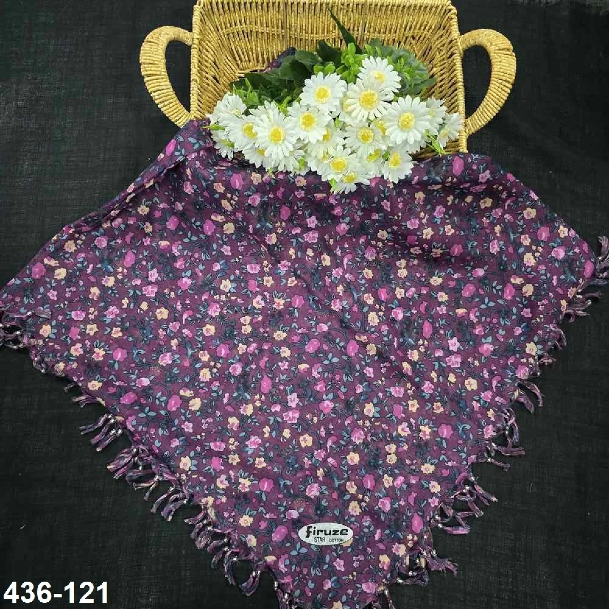 Firuze Desenli Sökme Boncuklu Eşarp 436-121