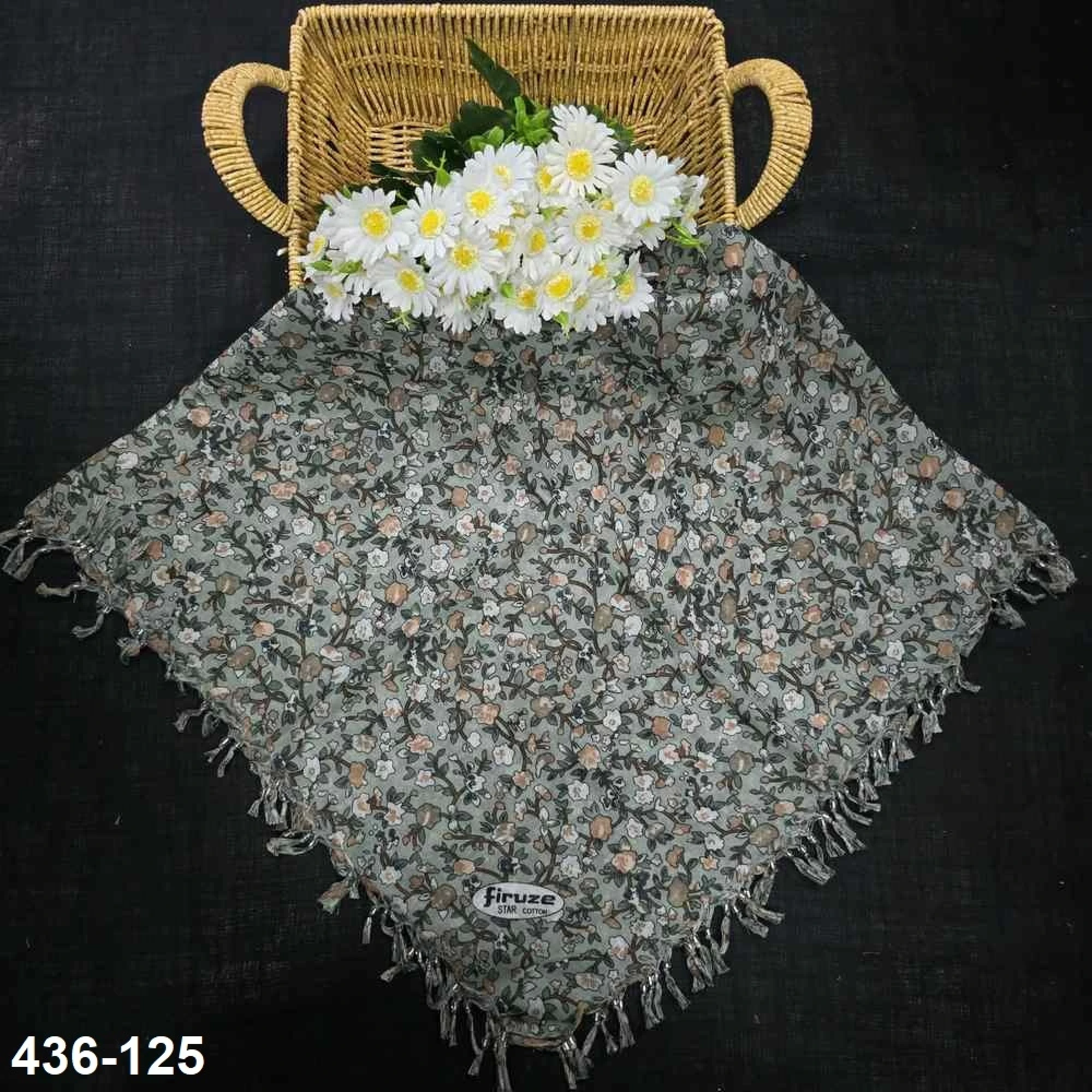 Firuze Desenli Sökme Boncuklu Eşarp 436-125