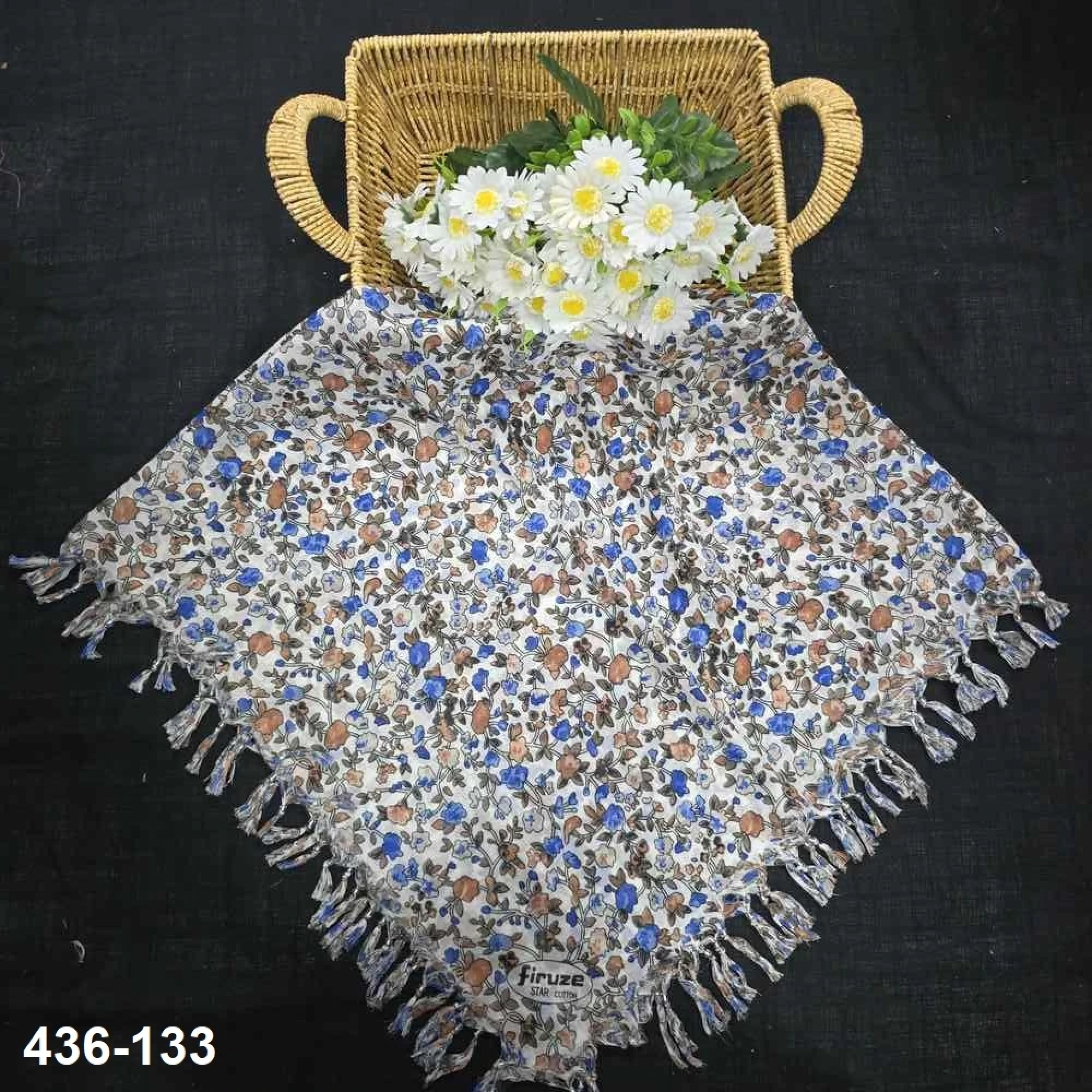 Firuze Desenli Sökme Boncuklu Eşarp 436-133