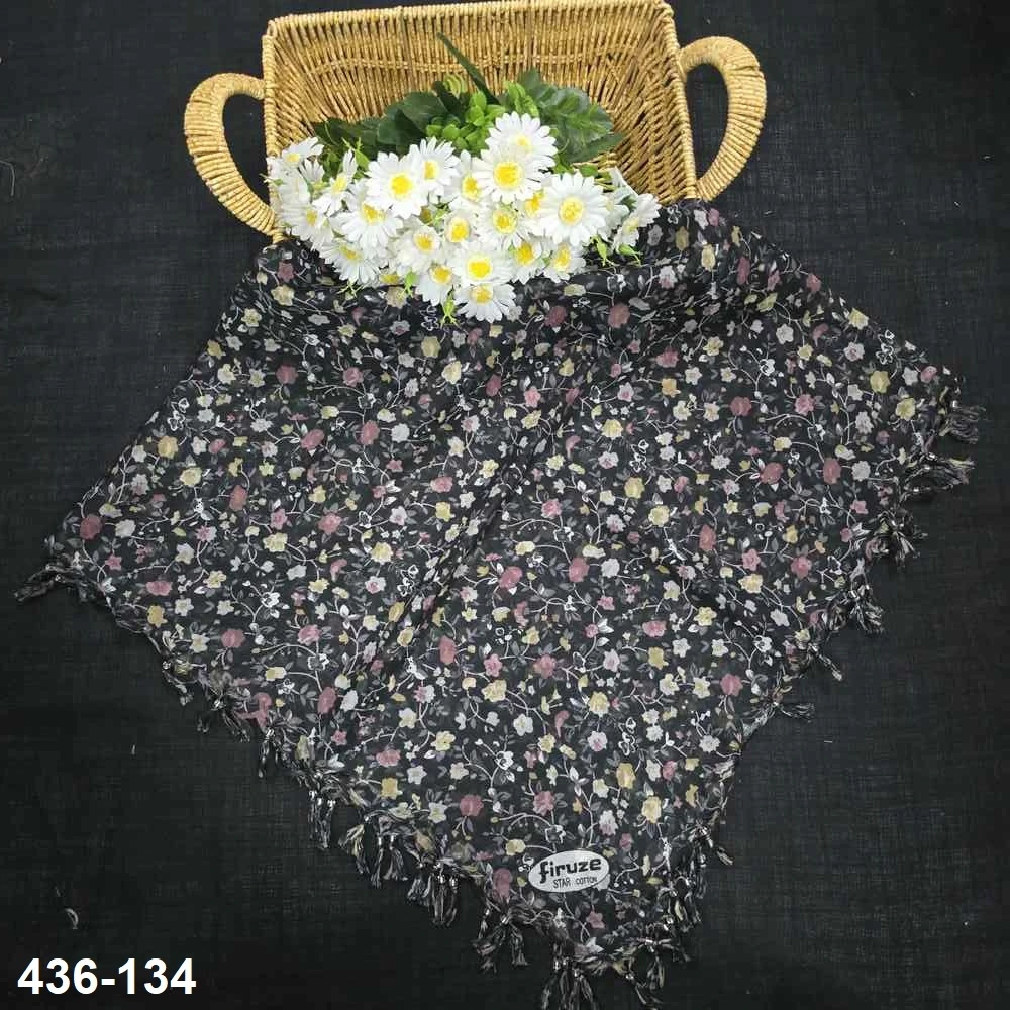 Firuze Desenli Sökme Boncuklu Eşarp 436-134