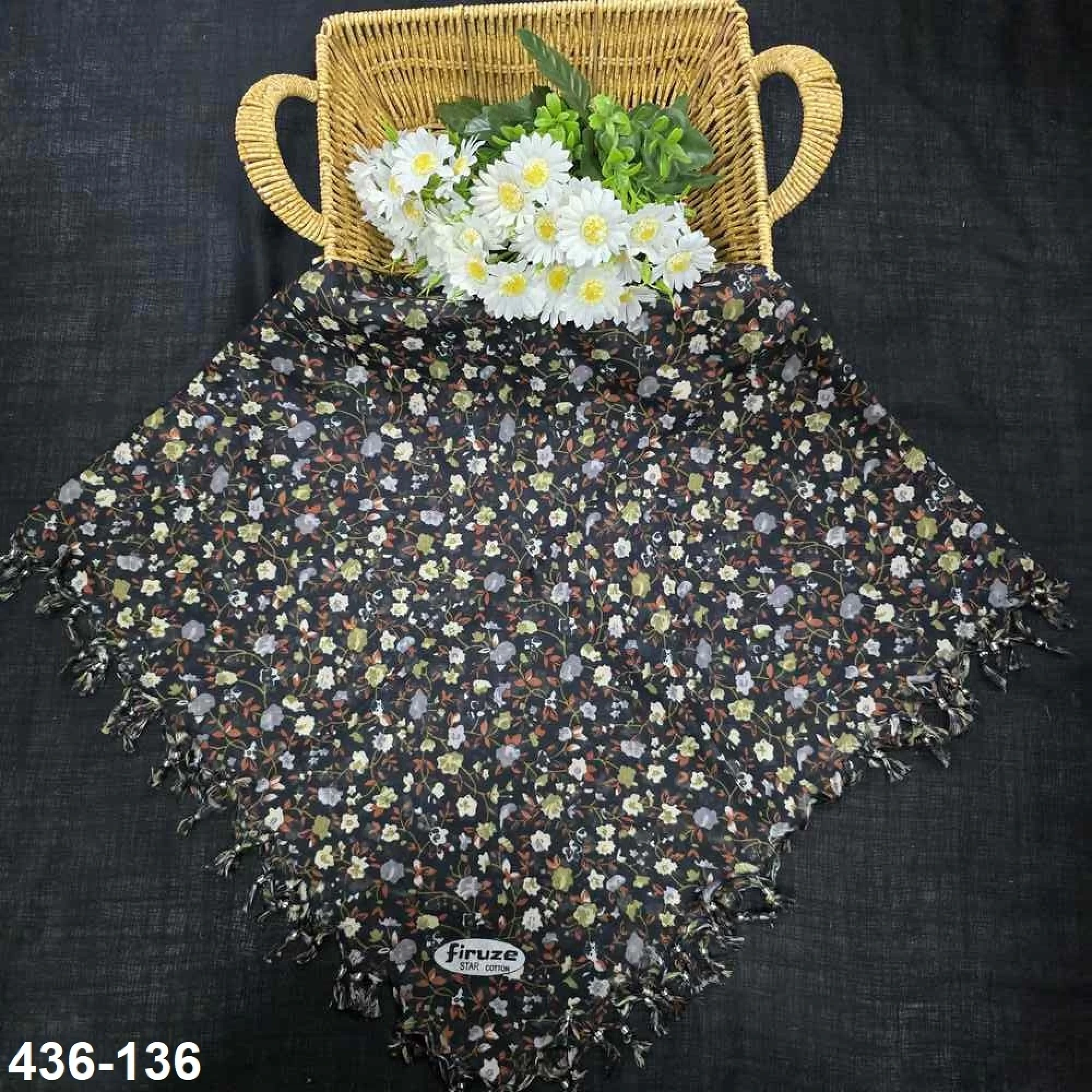 Firuze Desenli Sökme Boncuklu Eşarp 436-136