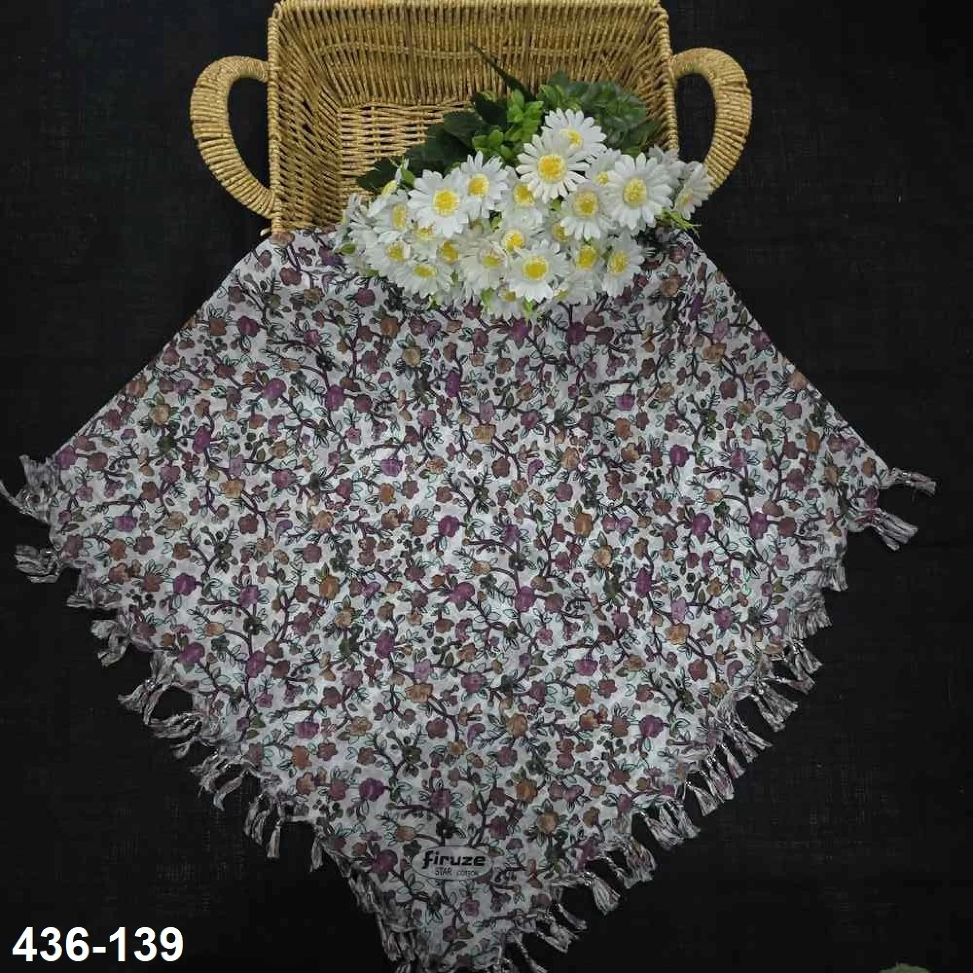 Firuze Desenli Sökme Boncuklu Eşarp 436-139